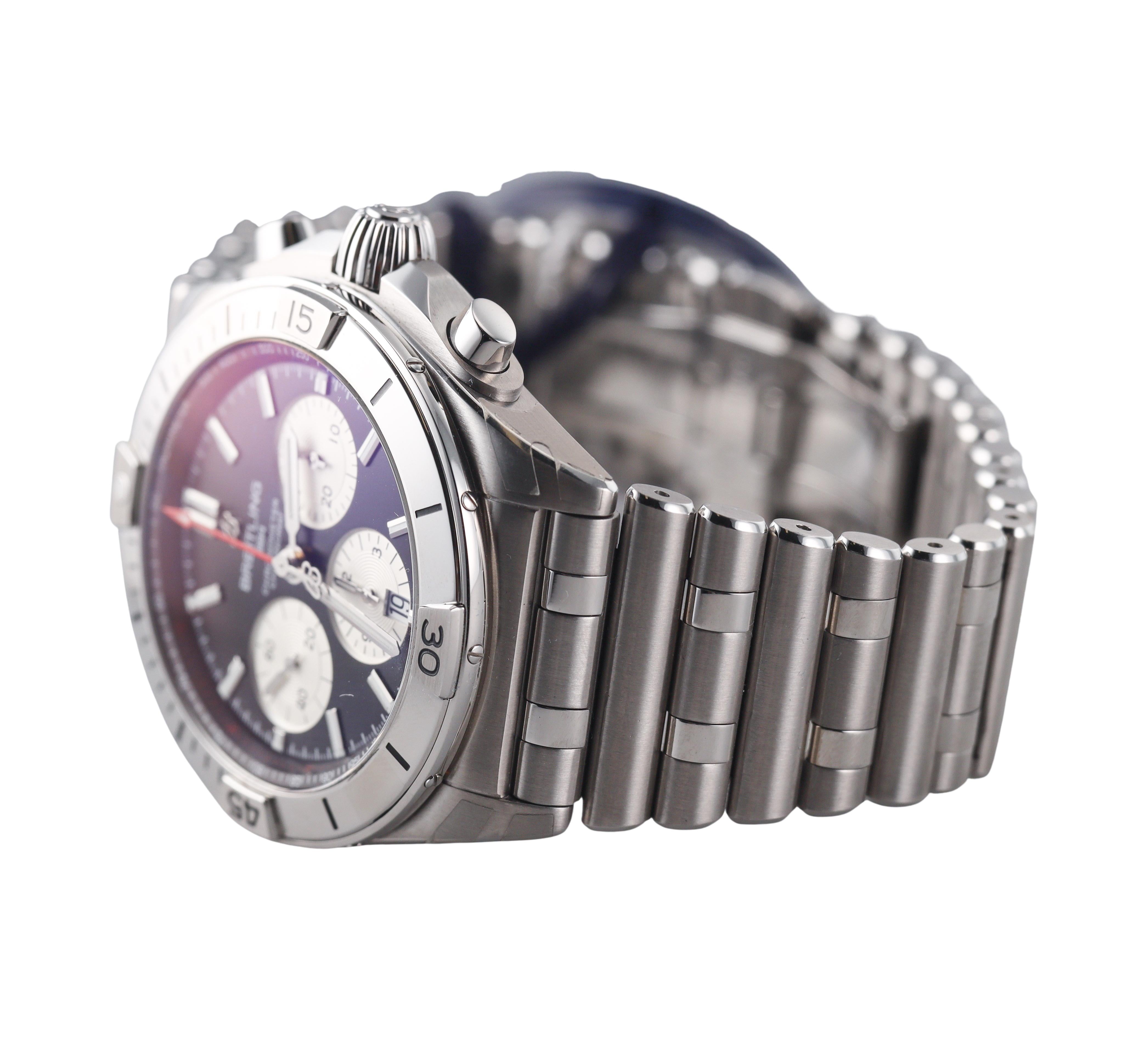 Breitling Chronomat B01 42 Black Dial Steel Watch AB0134101B1A1