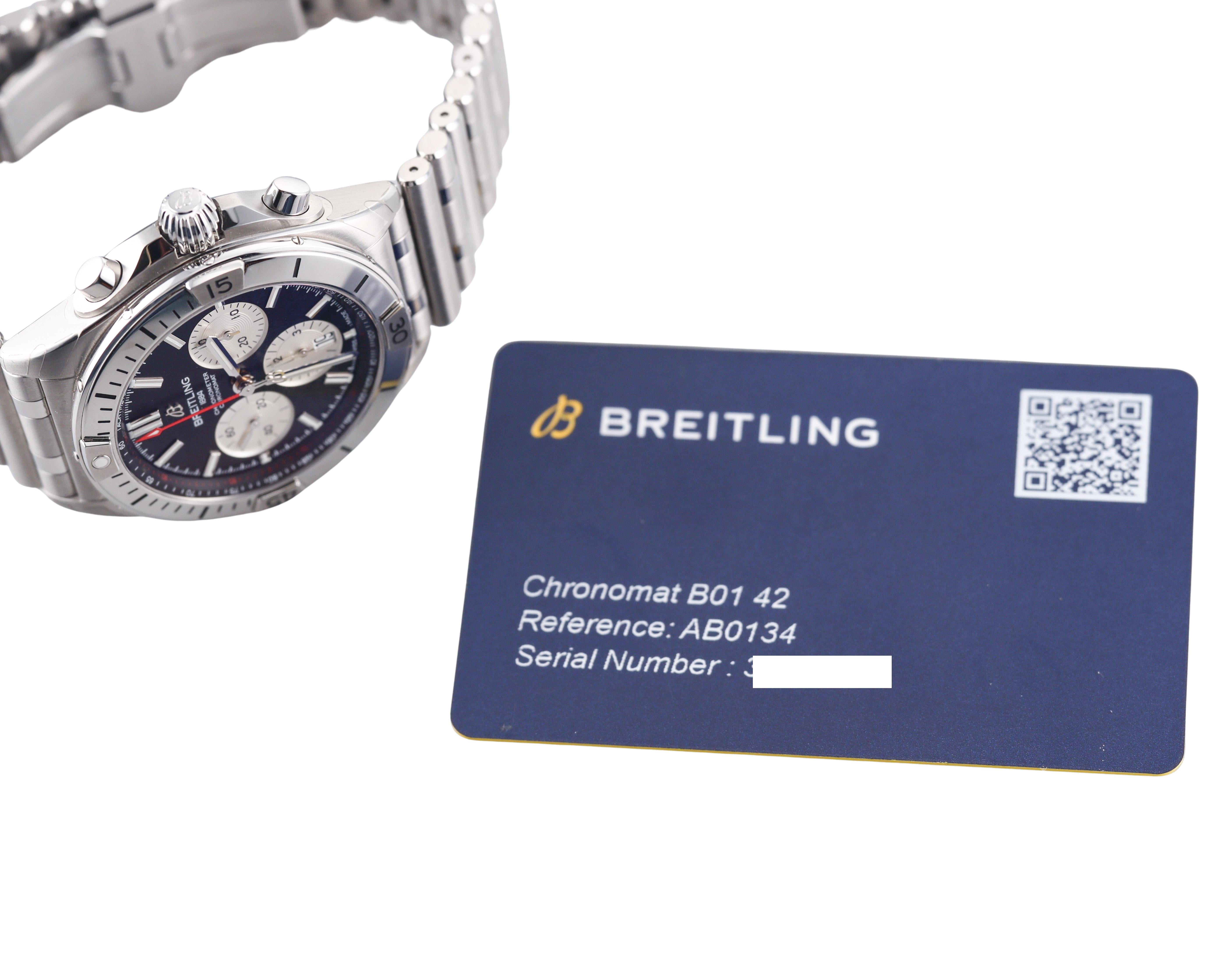 Breitling Chronomat B01 42 Black Dial Steel Watch AB0134101B1A1