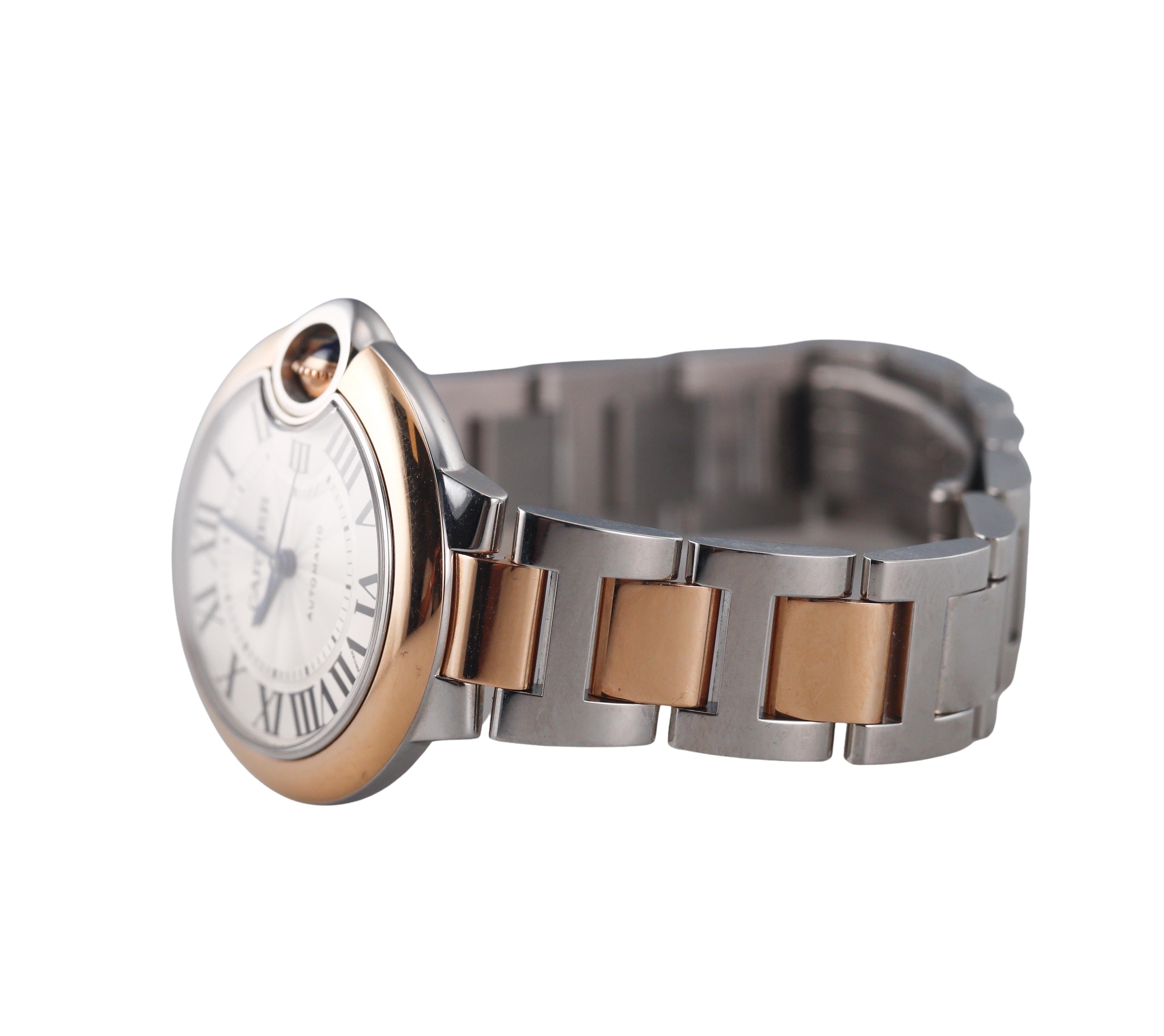 Cartier Ballon Bleu Rose Gold Steel 33mm Automatic Watch W2BB0023