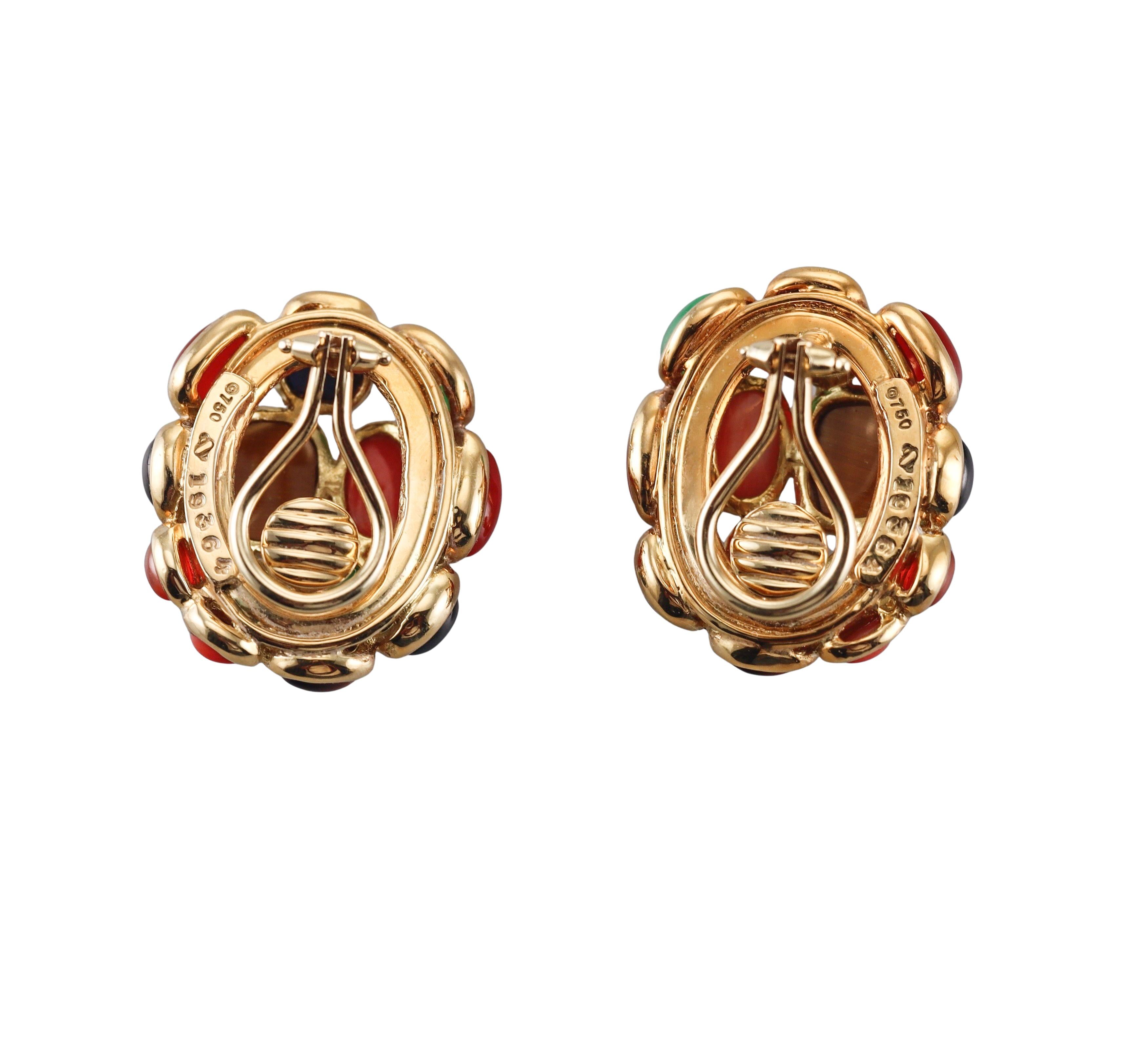 Seaman Schepps Multi Gemstone Gold Earrings