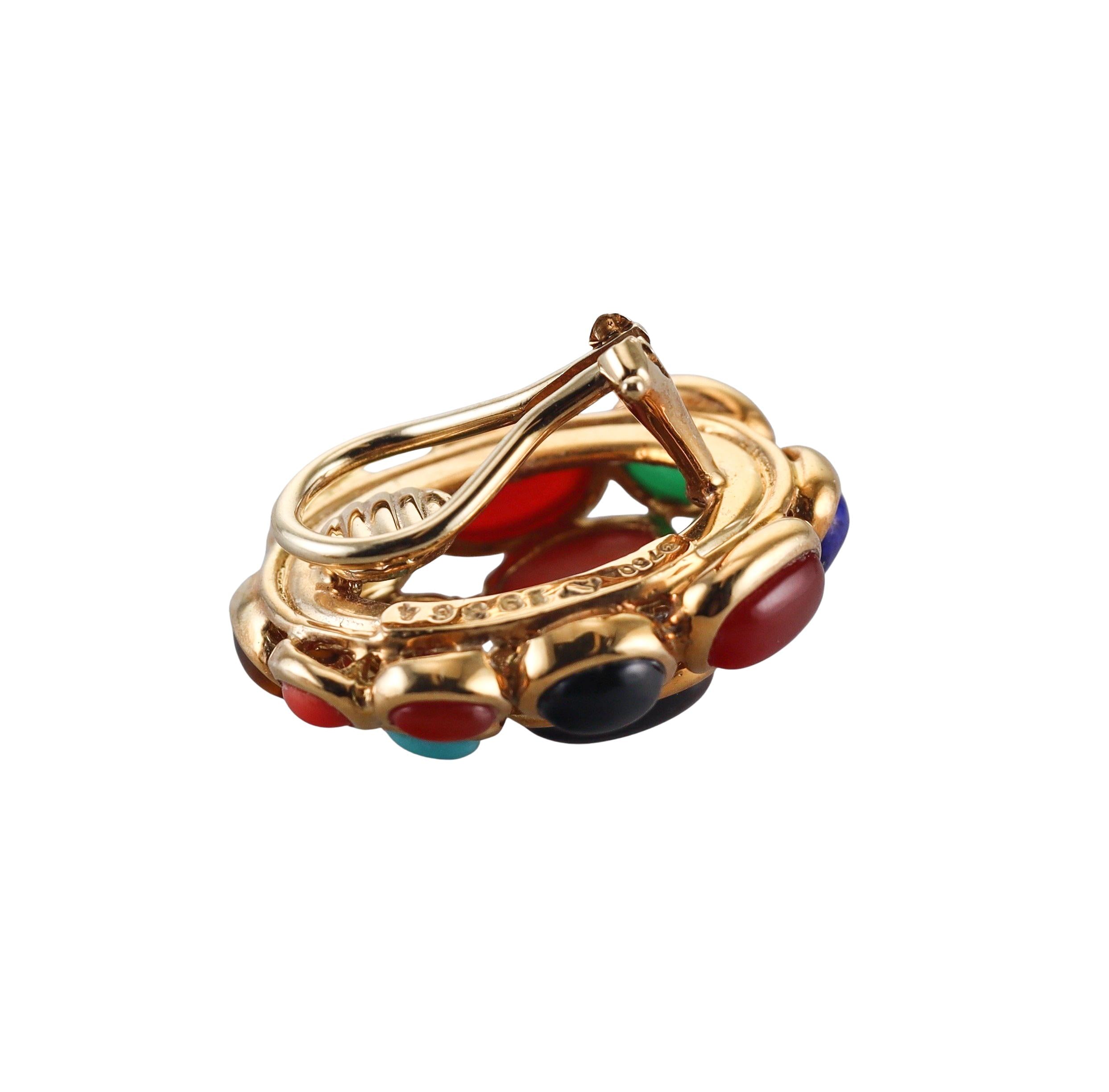 Seaman Schepps Multi Gemstone Gold Earrings