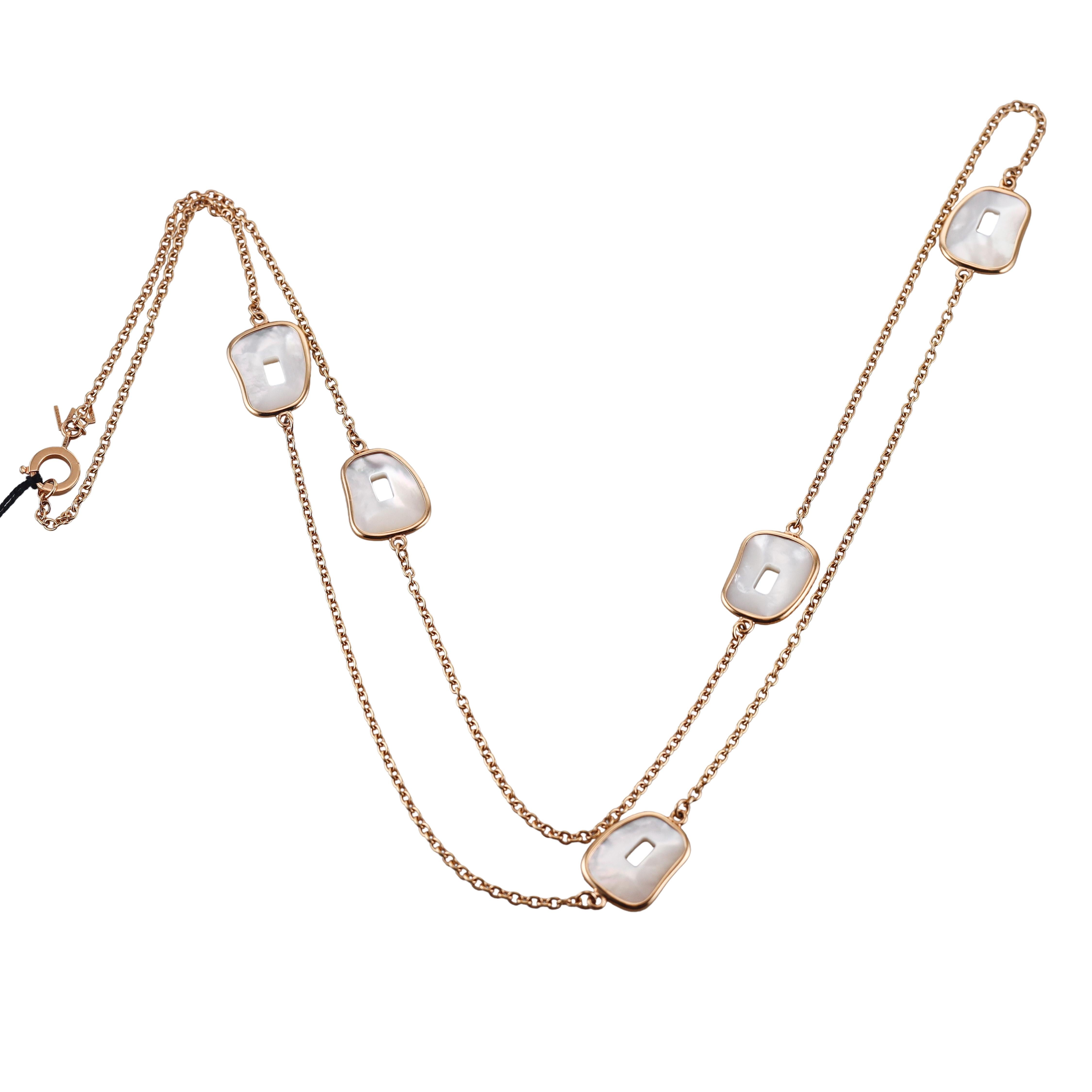 Mattioli Puzzle White Mother of Pearl Gold Necklace