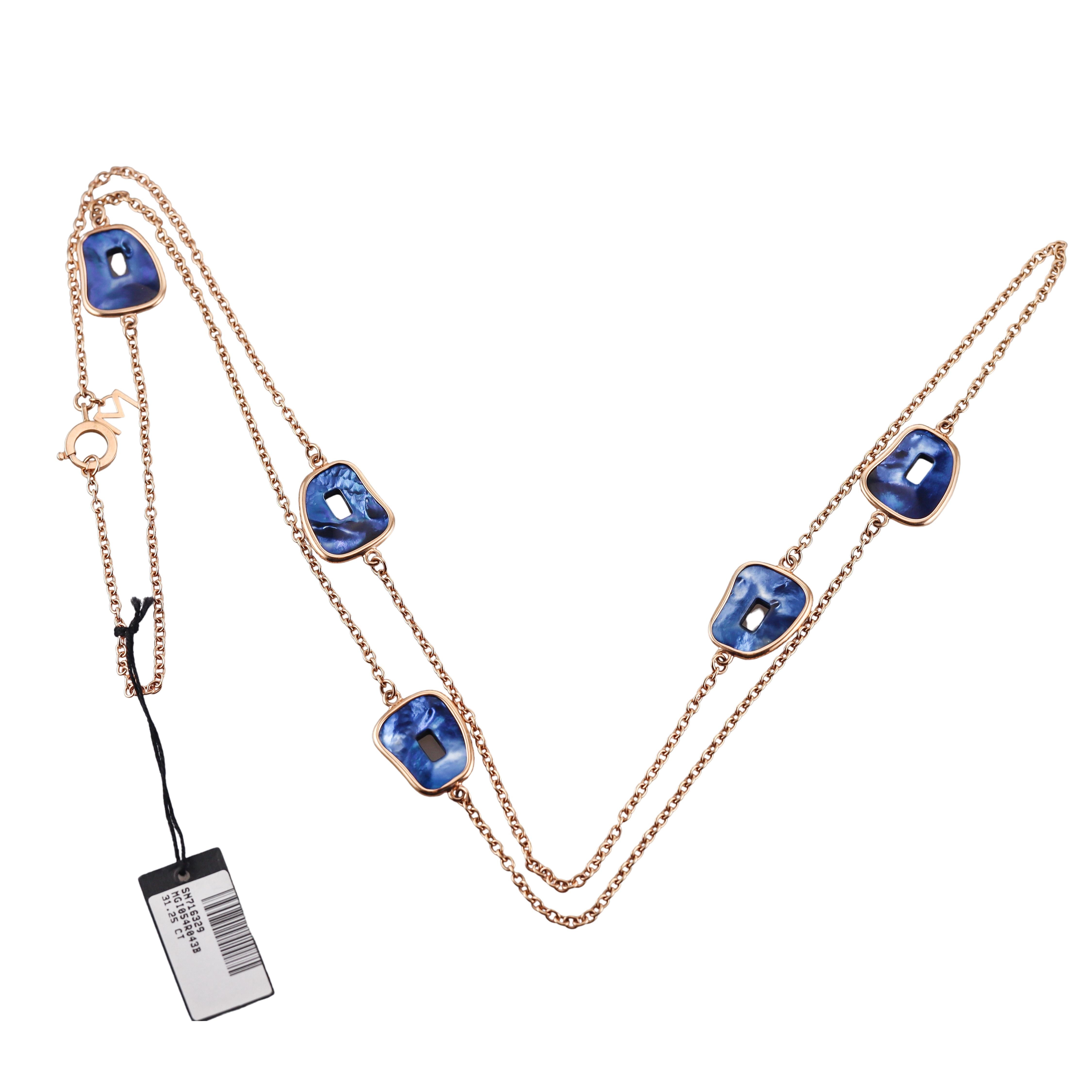 Mattioli Puzzle Blue Mother of Pearl Gold Necklace