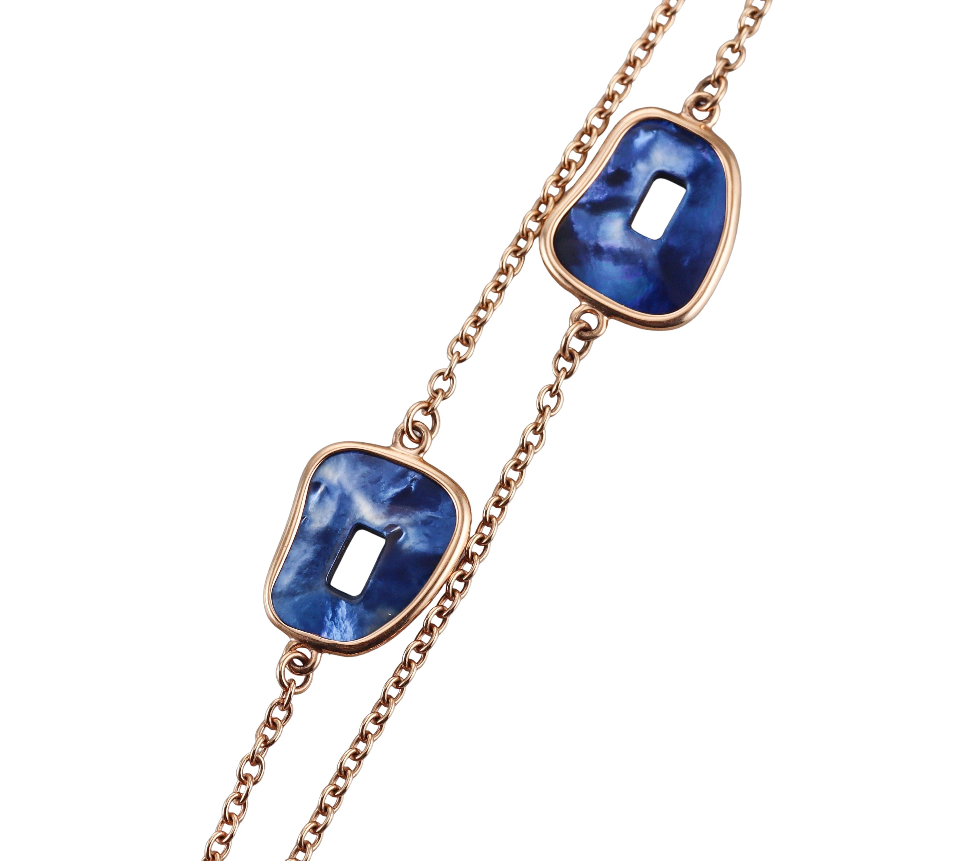 Mattioli Puzzle Blue Mother of Pearl Gold Necklace