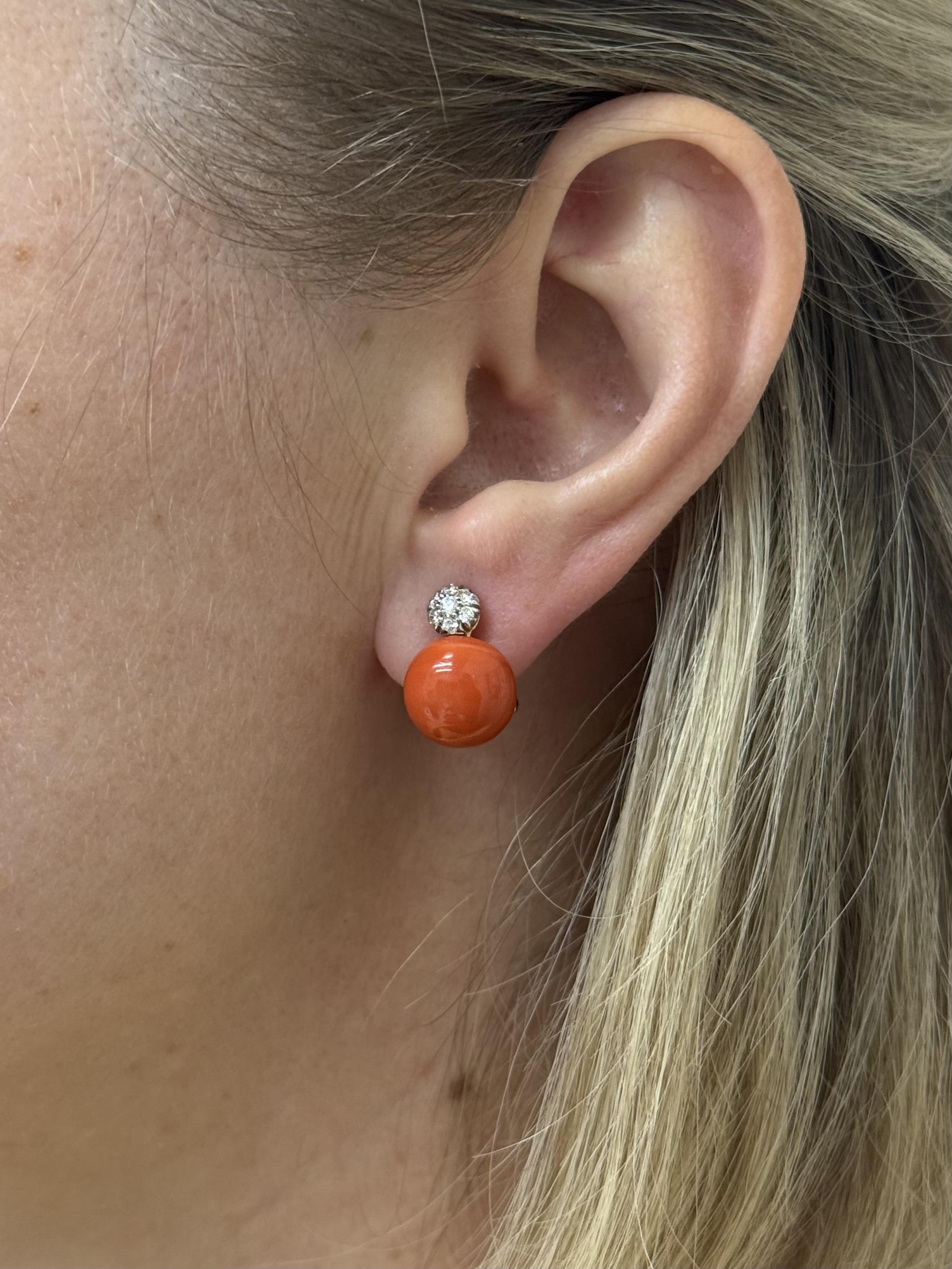 Chantecler Coral Diamond Rose Gold Earrings