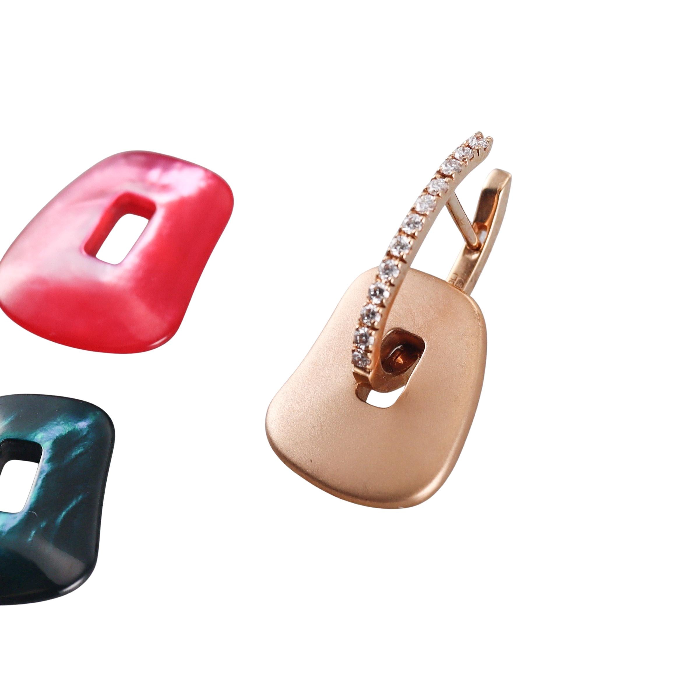 Mattioli Puzzle Satin Gold Diamond MOP Earrings