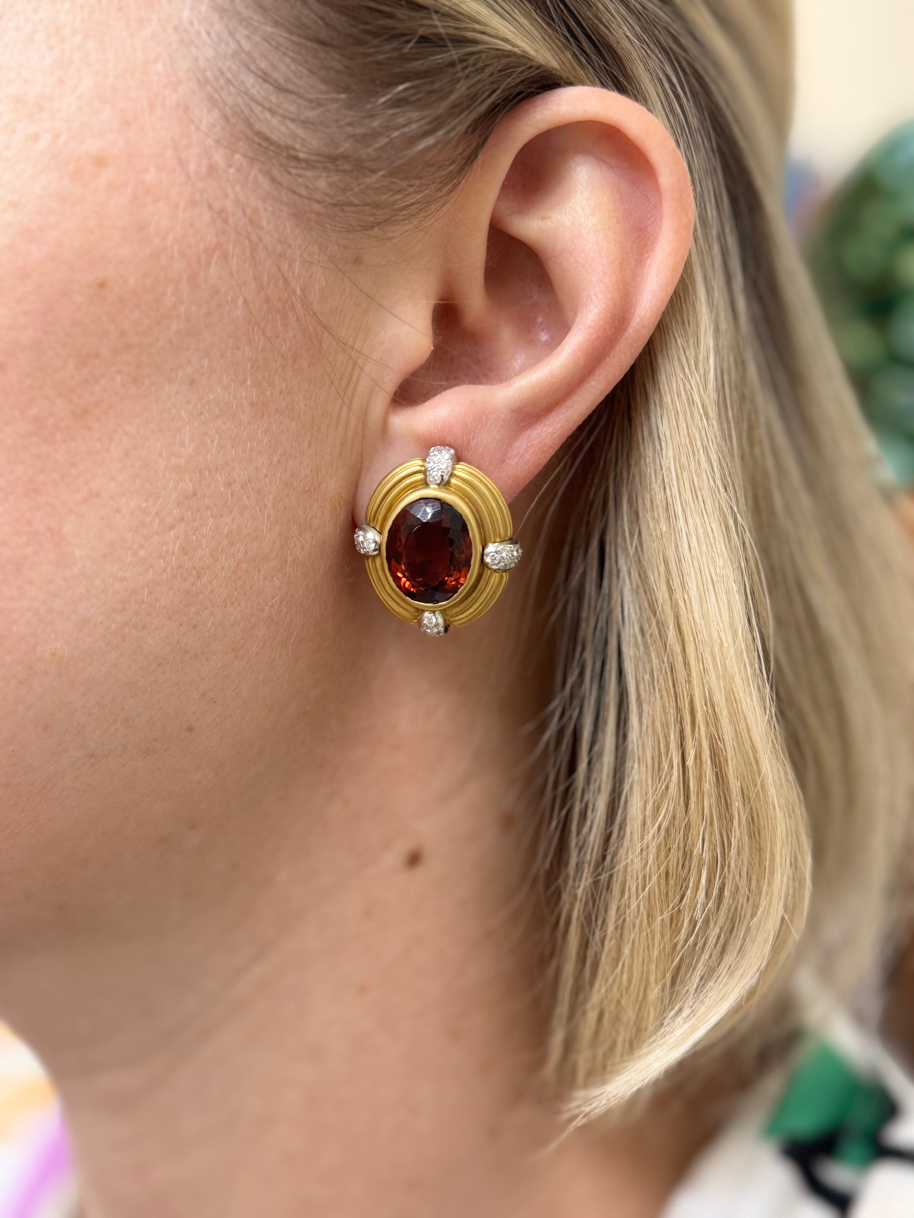 Kwiat Vintage Madeira Citrine Diamond Gold Earrings
