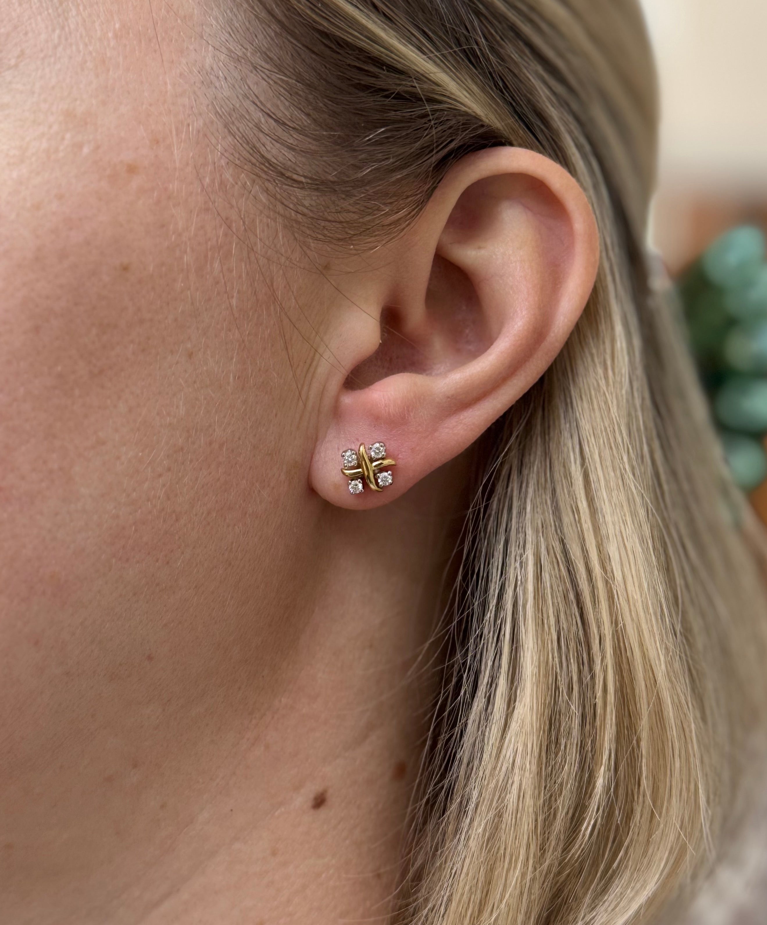 Tiffany & Co Schlumberger Sixteen Stone Lynn Diamond Gold Platinum Earrings