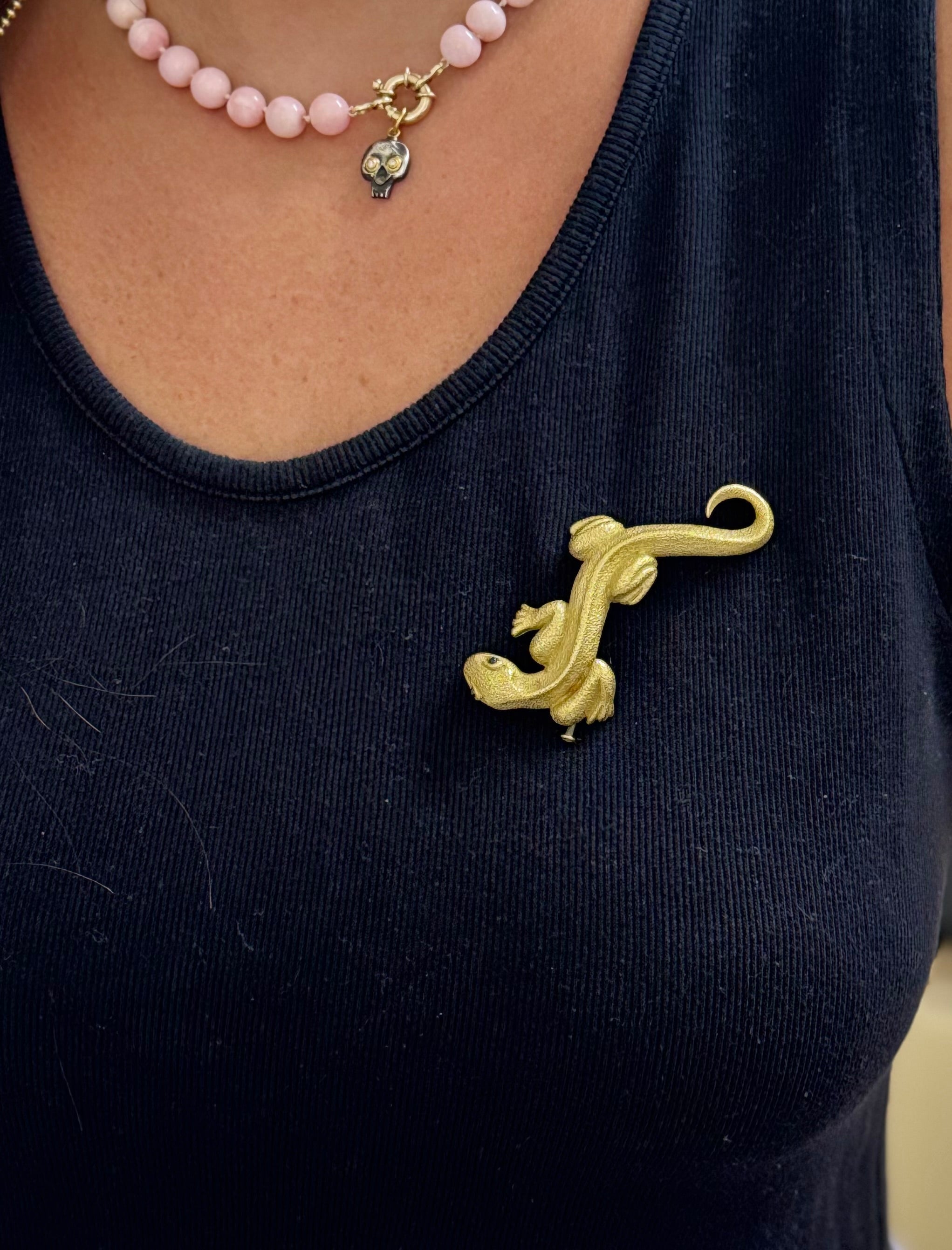 Kieselstein Cord Sapphire Gold Lizard Brooch