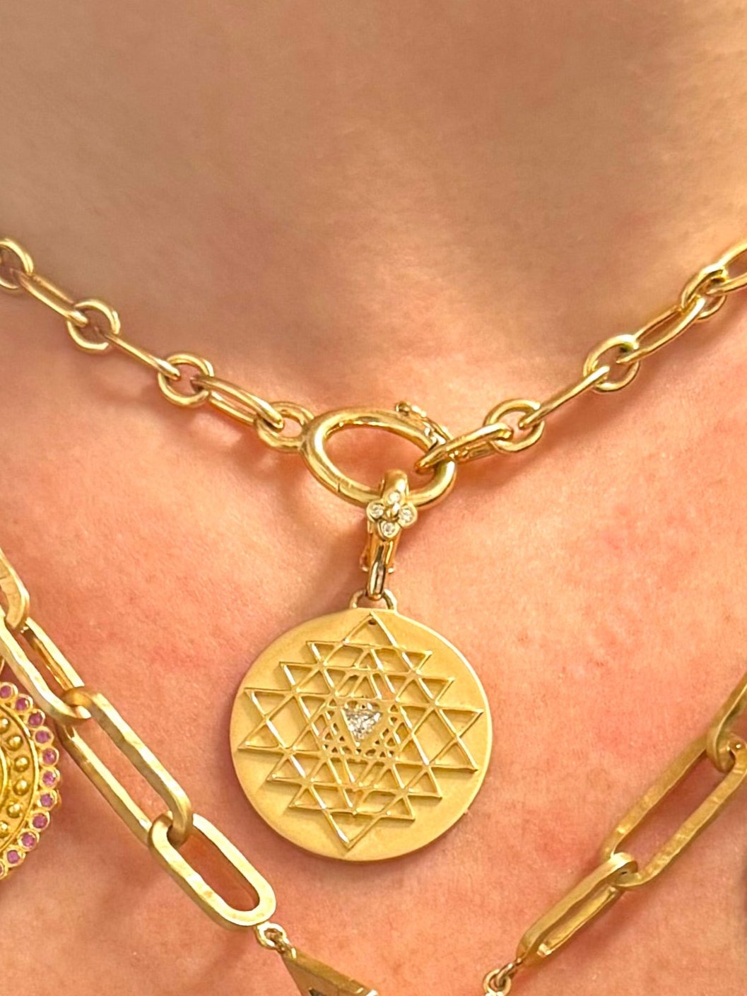 Orly Marcel Gold Diamond Sri Yantra Pendant
