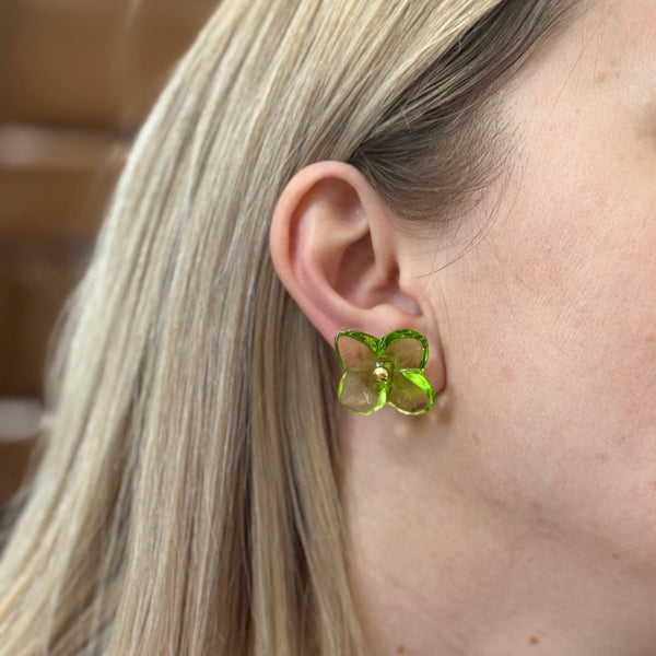 Baccarat Gold Green Crystal Florensia Flower Earrings