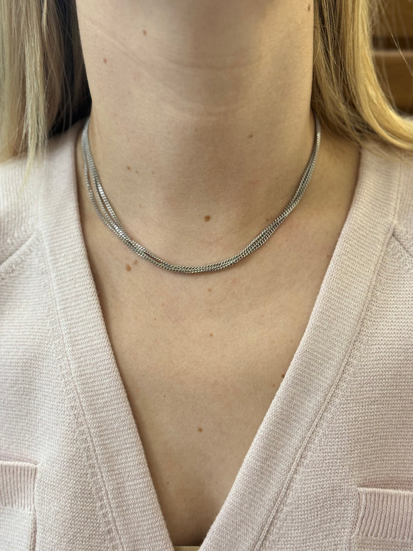Baccarat Sterling Silver Triple Chain Necklace