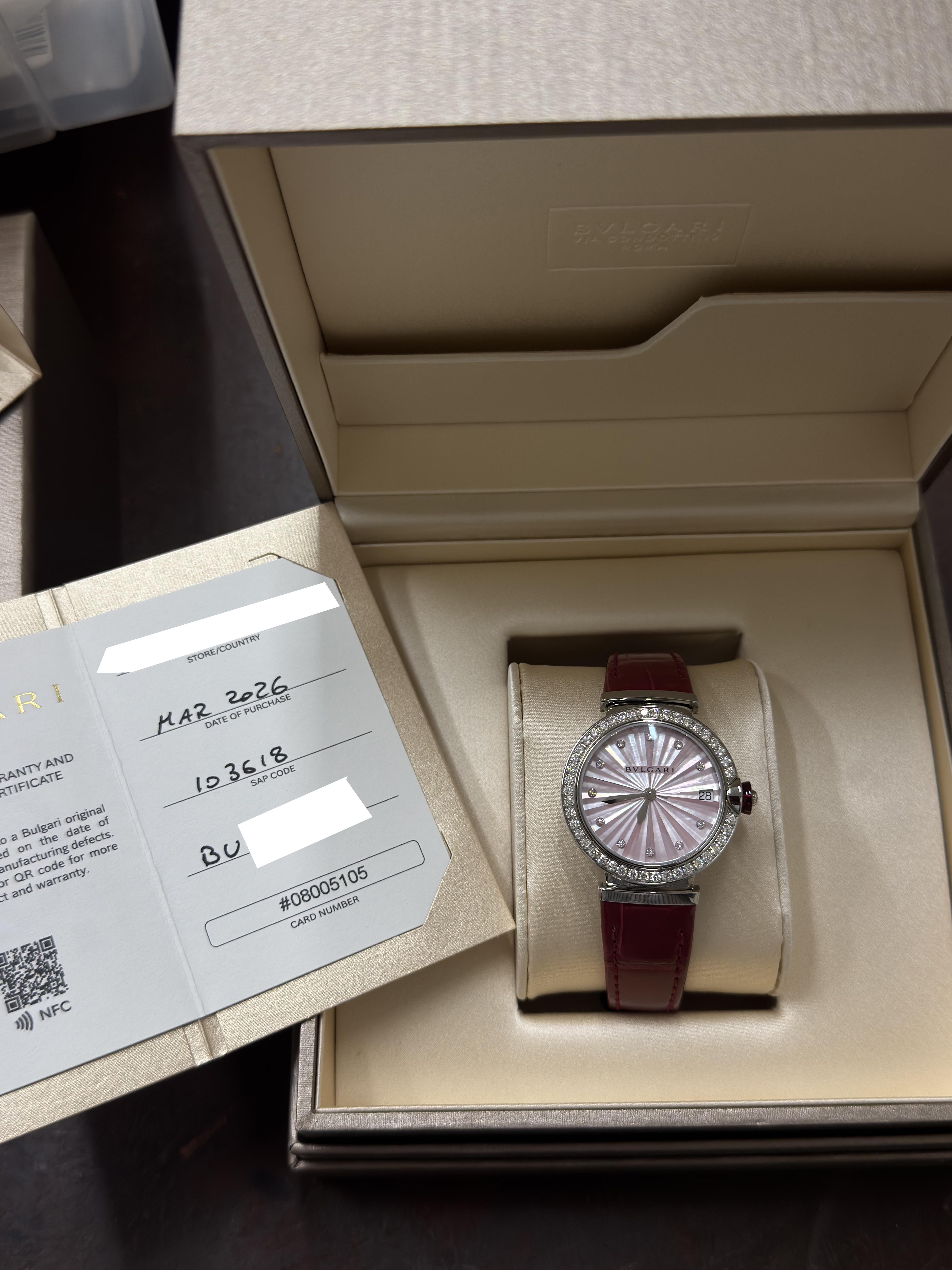 Bulgari Lucea Diamond Mother of Pearl Steel Ladies Watch LU33S