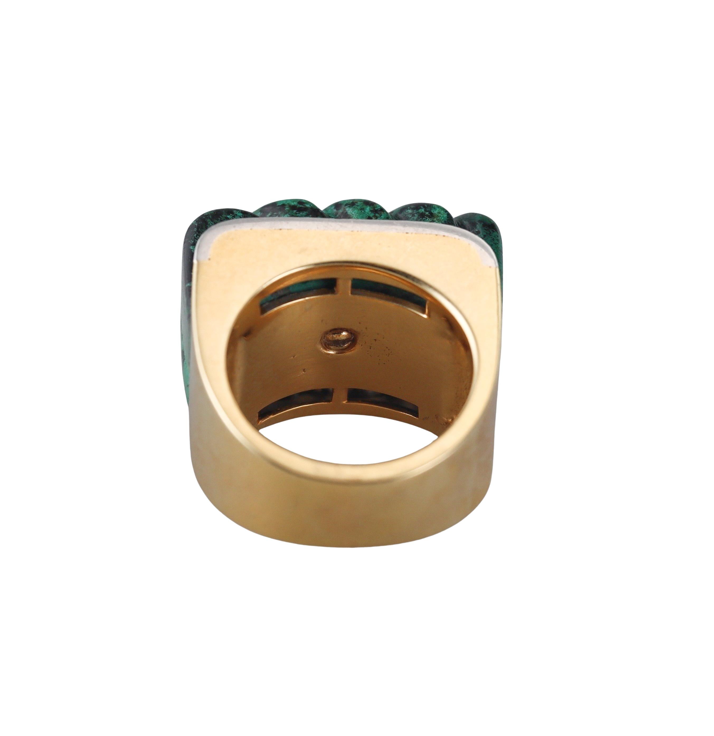 David Webb Azurmalachite Diamond Gold Platinum Ring