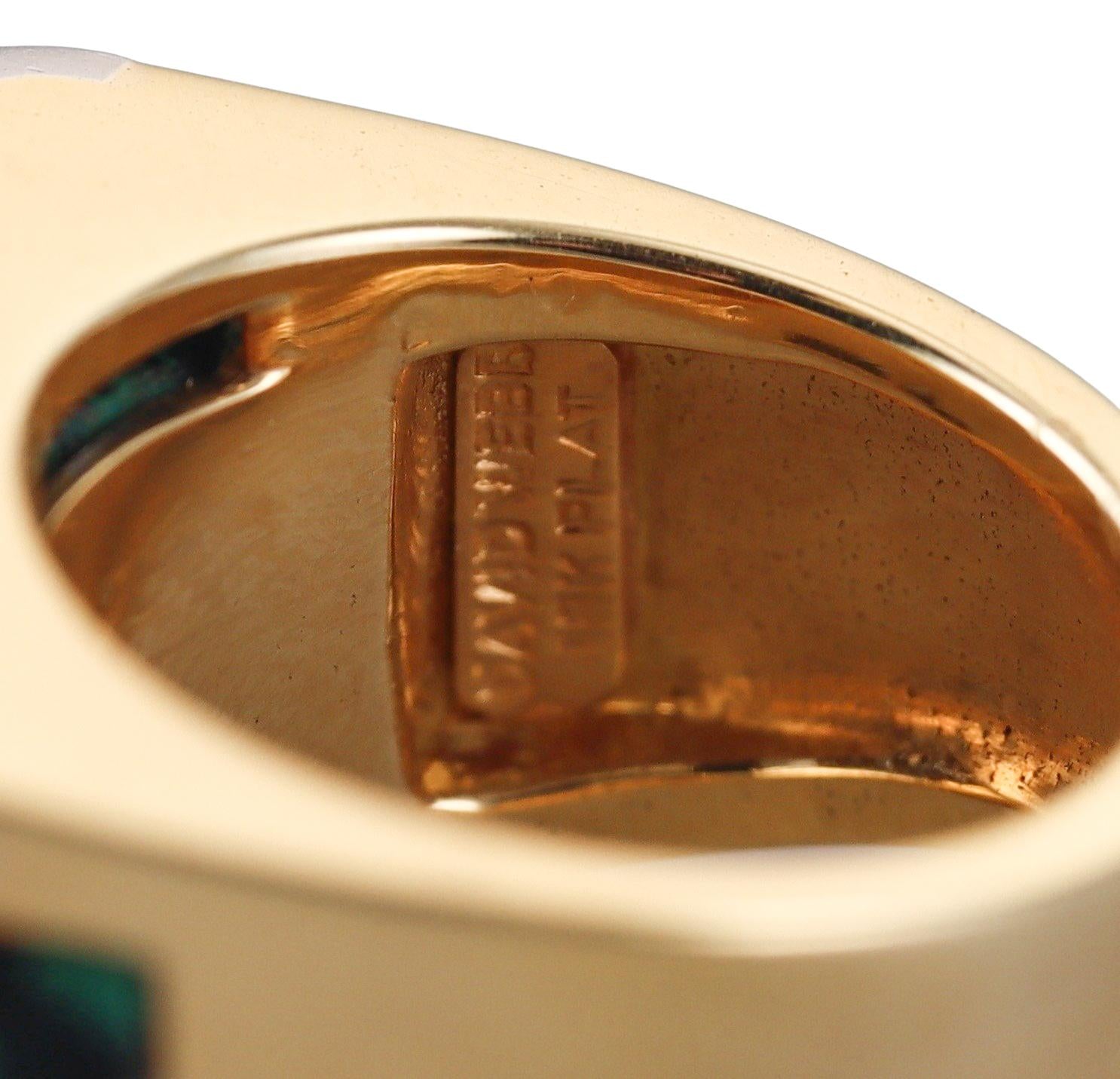 David Webb Azurmalachite Diamond Gold Platinum Ring