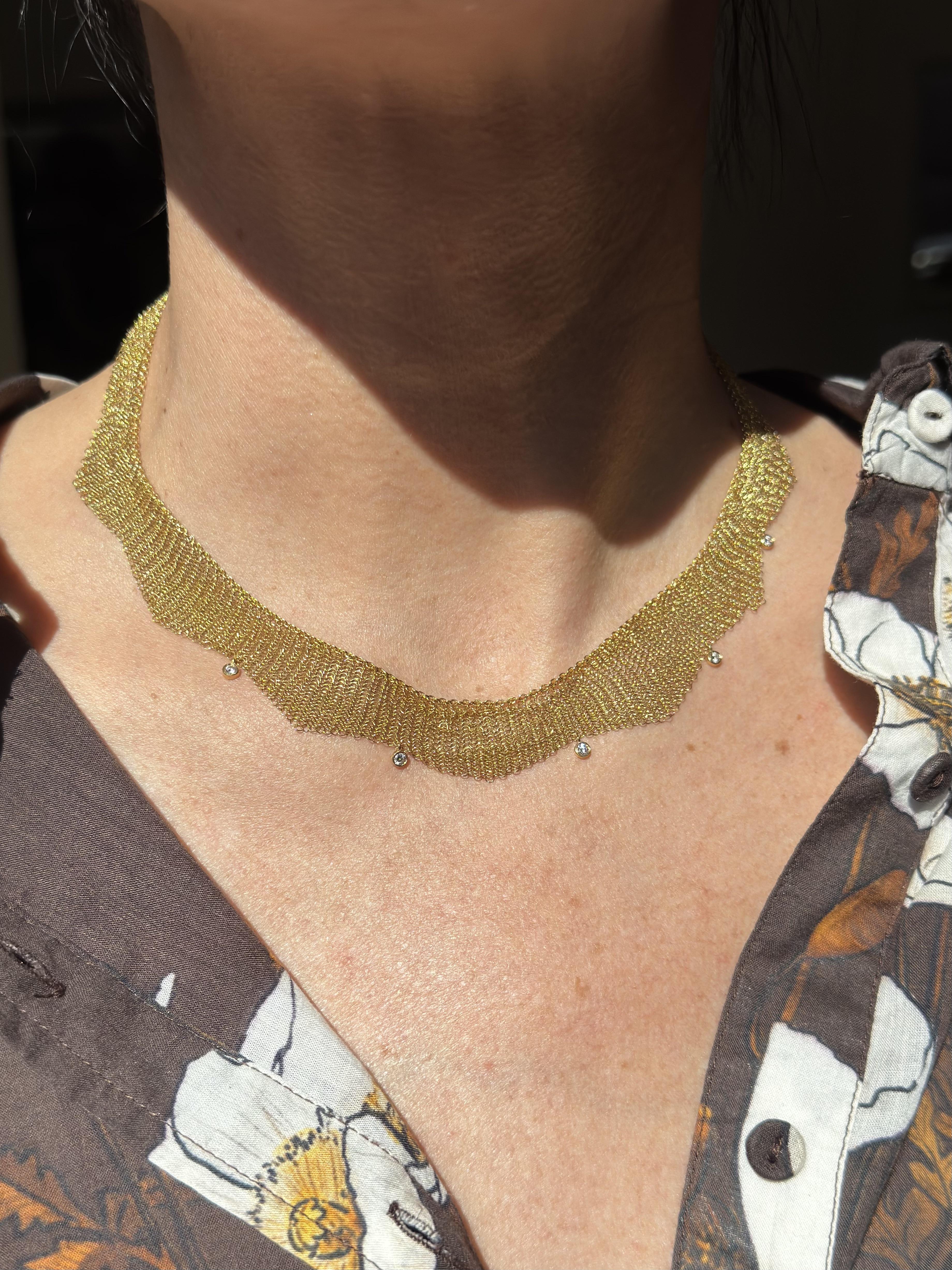 Tiffany & Co Elsa Peretti Mesh Diamond Gold Necklace