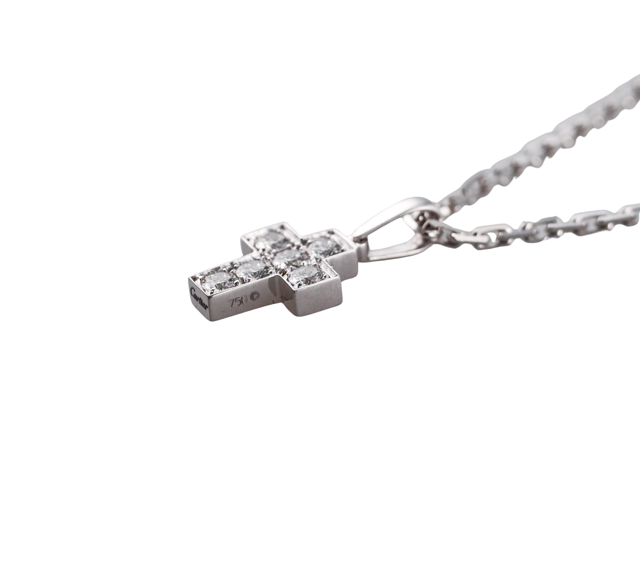 Cartier Diamond Gold Cross Pendant Necklace