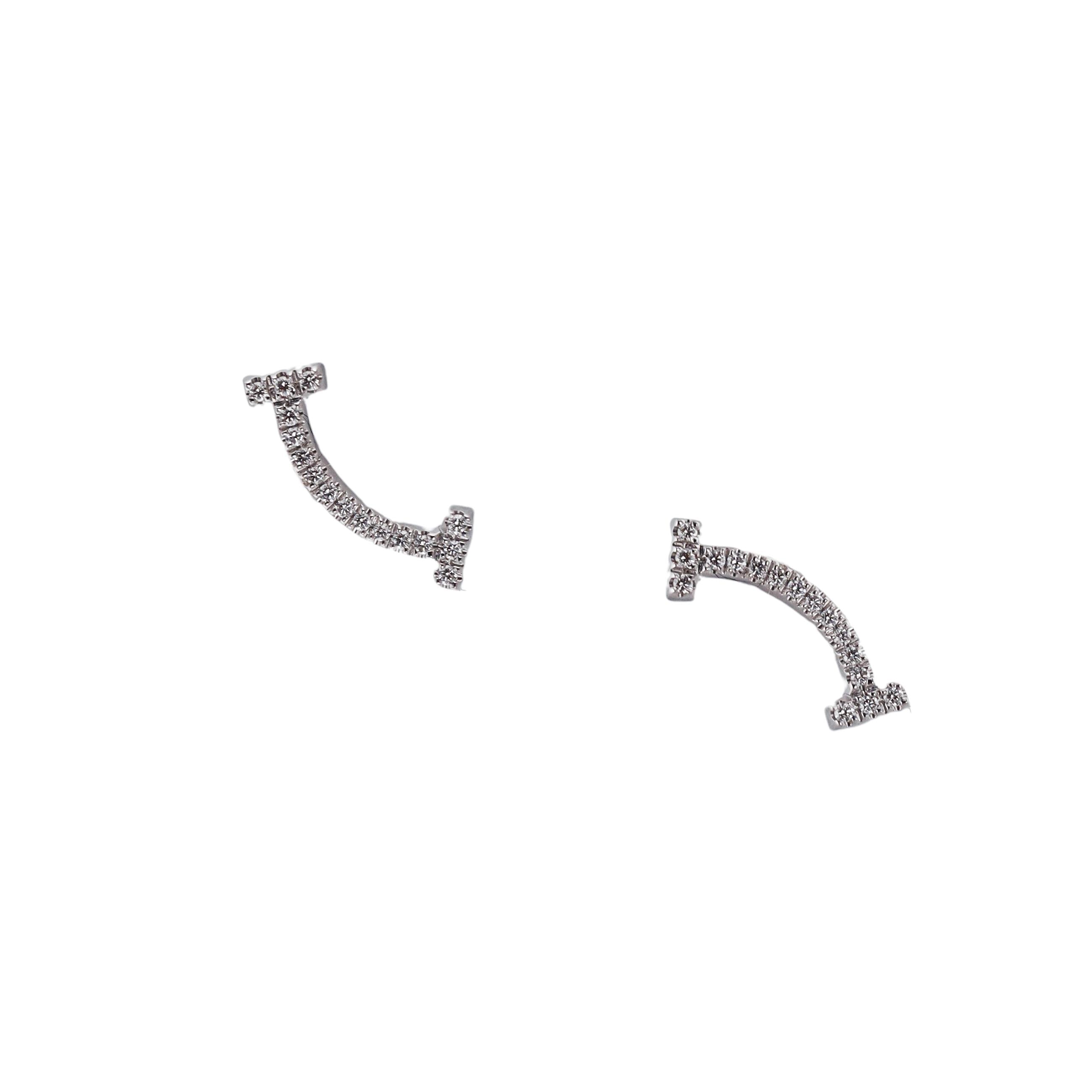 Tiffany & Co T Smile Diamond White Gold Stud Earrings