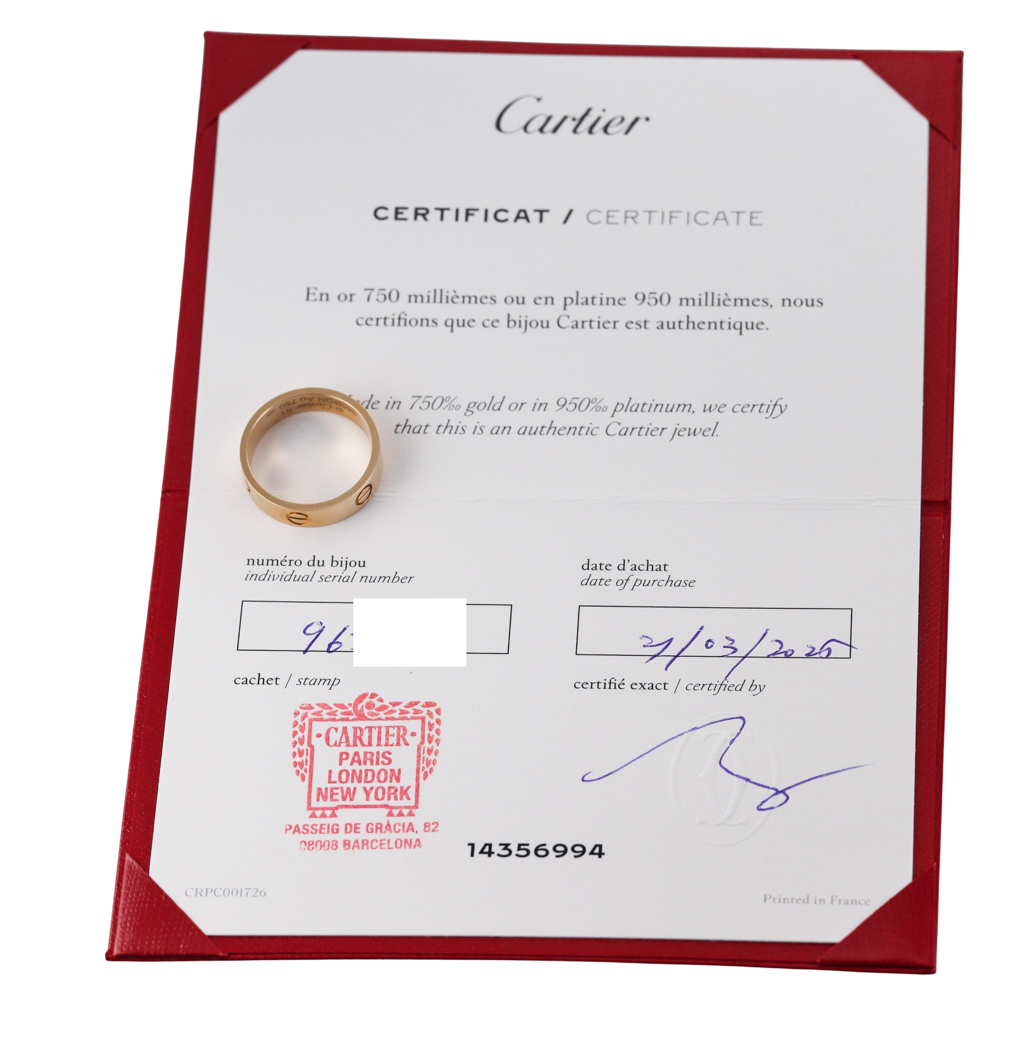 Cartier Love Classic Model Gold Ring