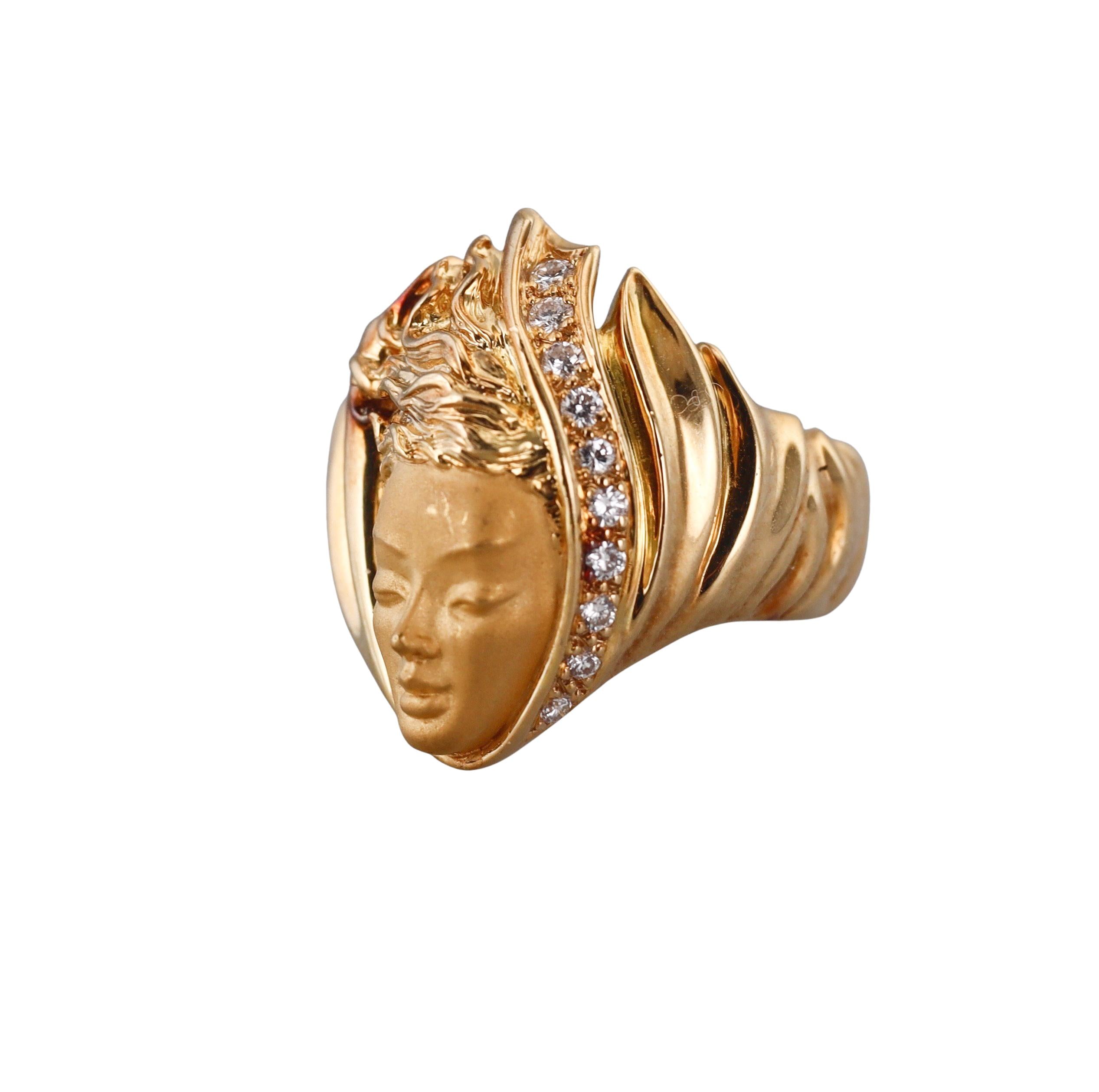 Carrera y Carrera Diamond Gold Face Motif Ring
