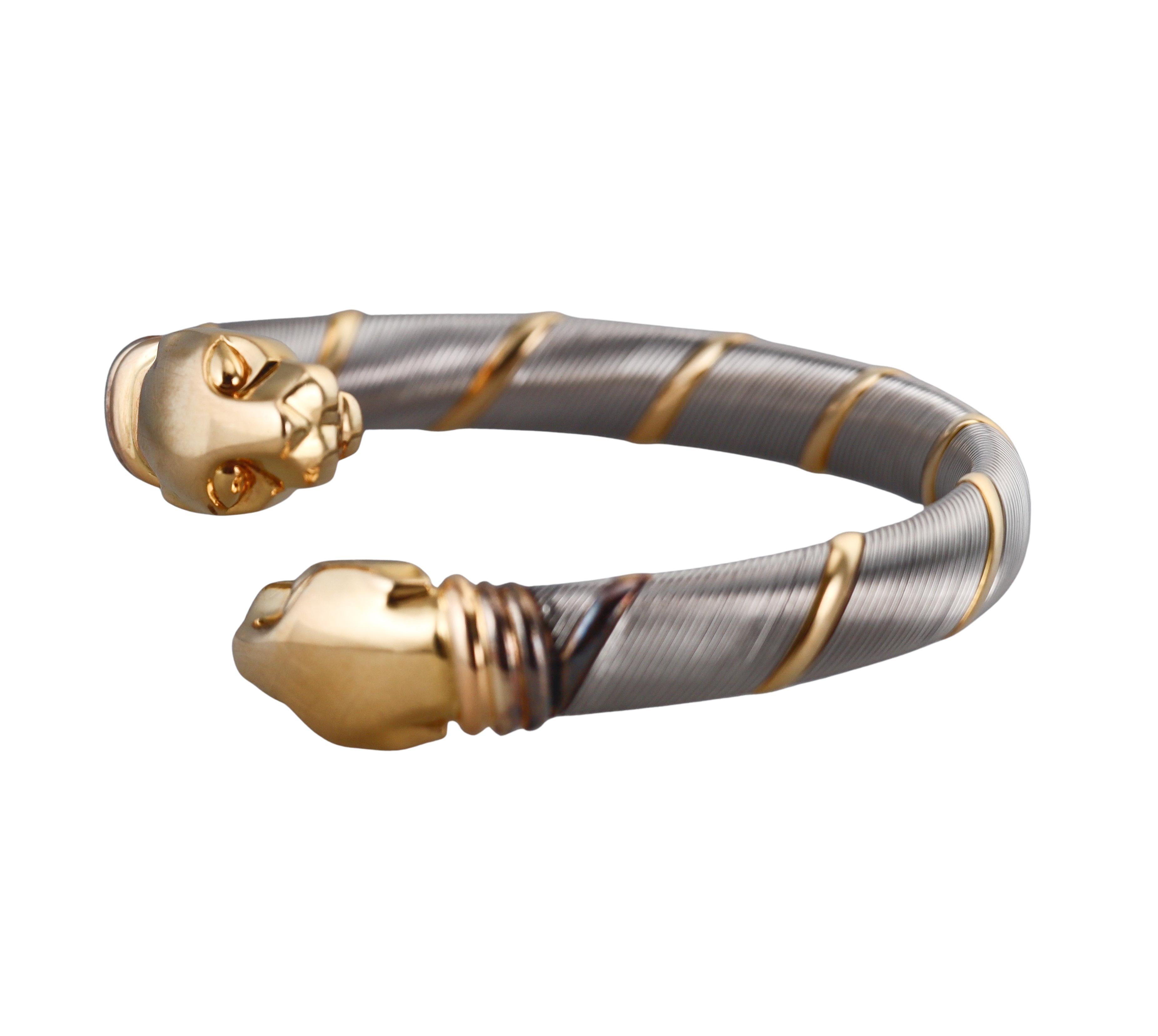 Vintage Cartier Panthere Gold Steel Bypass Bracelet