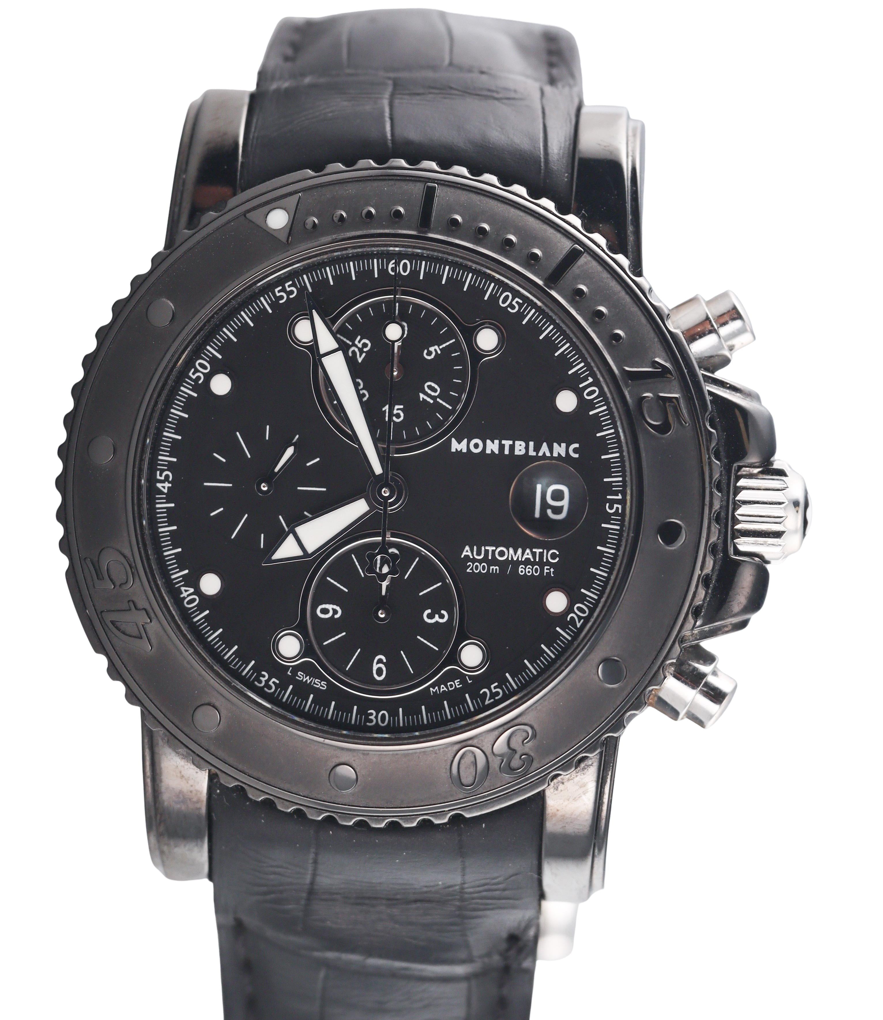 Montblanc Sport Black Steel Automatic Chronograph Watch 104279