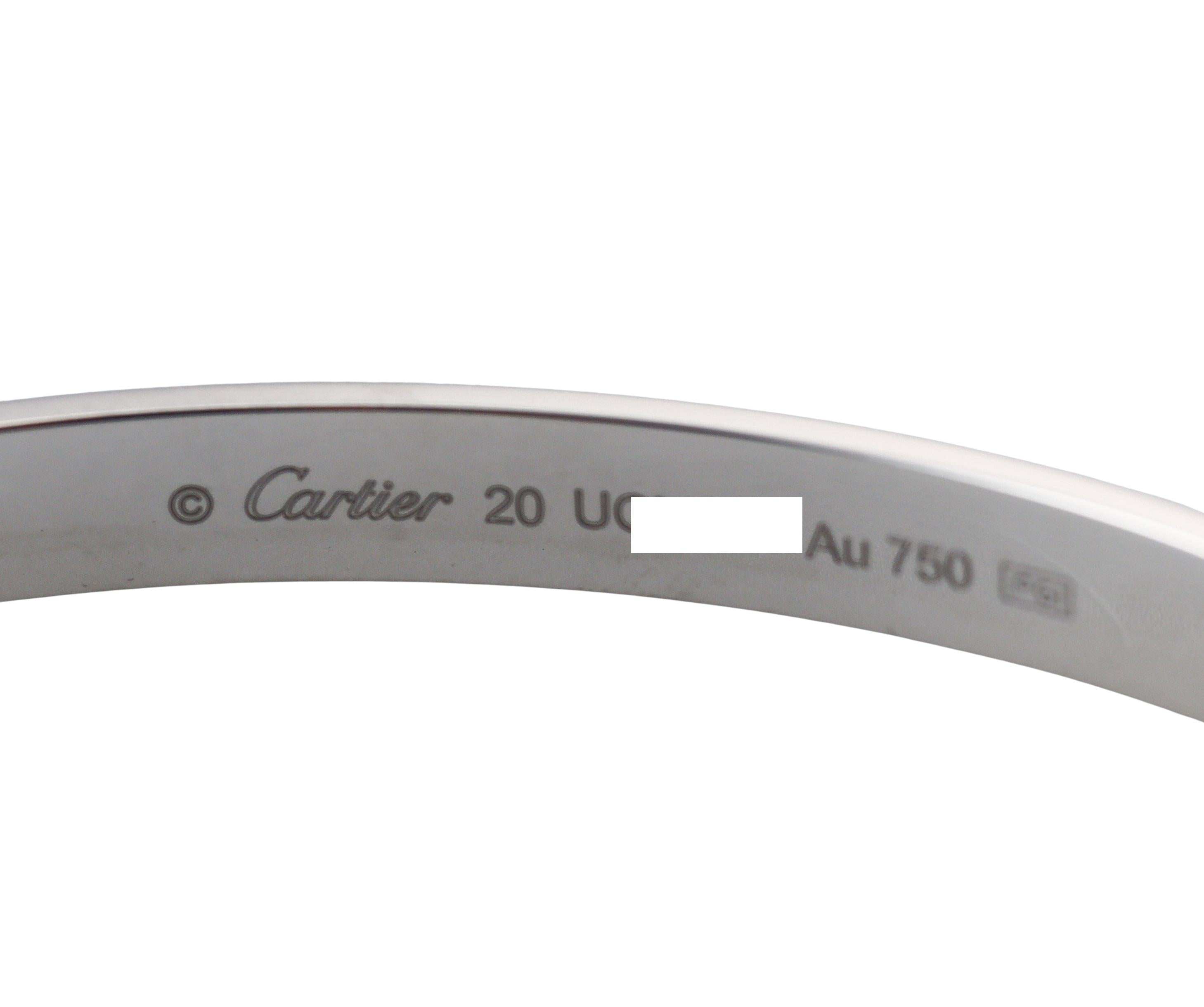 Cartier Love White Gold Cuff Bracelet 20