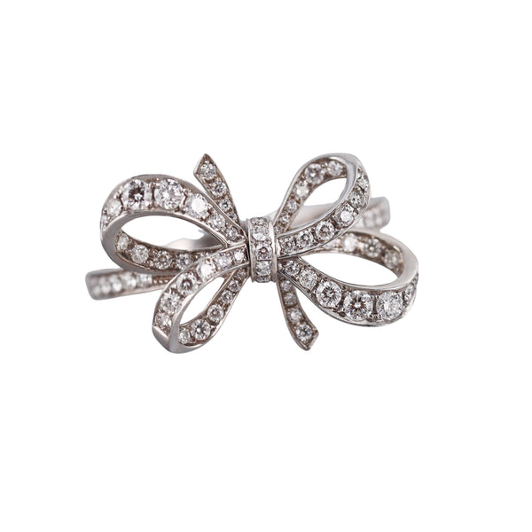 Tiffany & Co Diamond Platinum Bow Ring