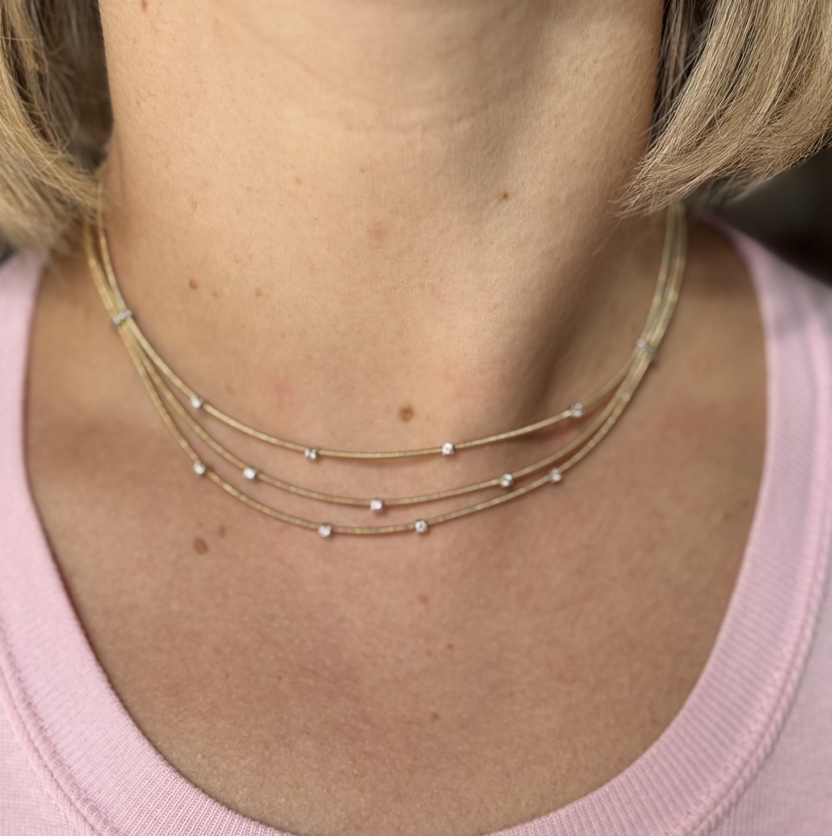 Marco Bicego Goa Yellow Gold Diamond 3 Strand Necklace