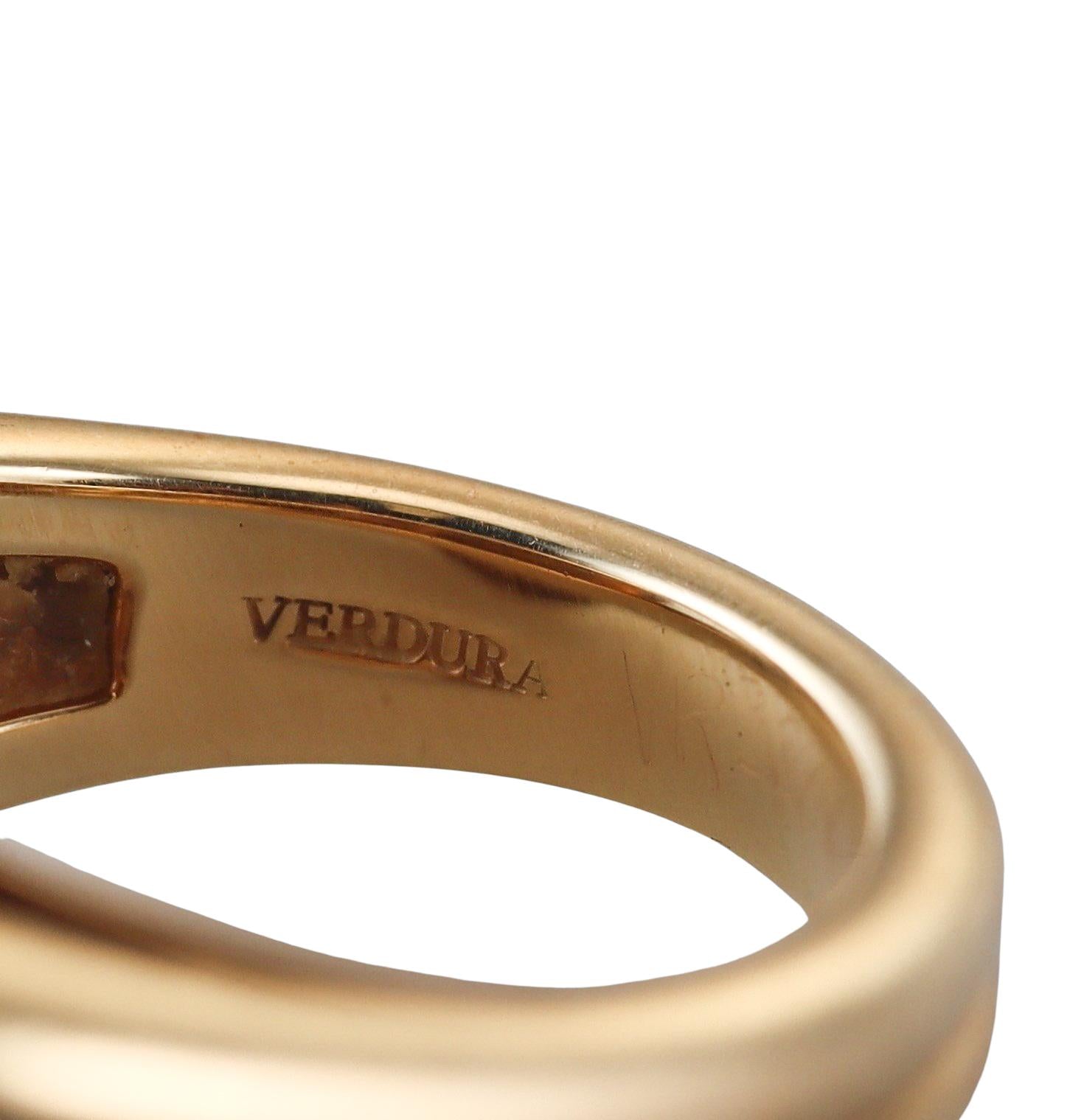 Verdura Candy Tiger's Eye Green Tourmaline Gold Ring