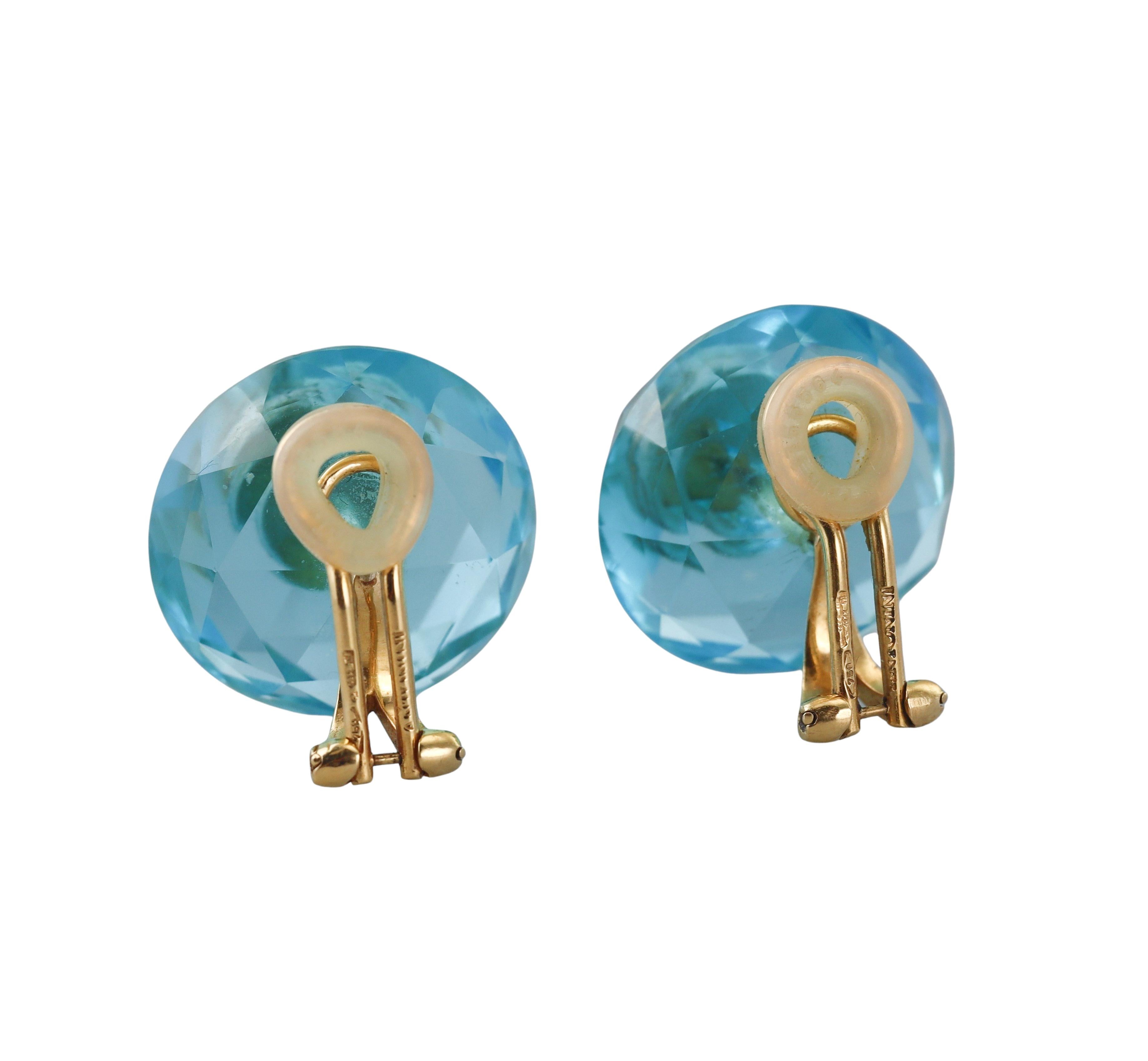 Antonini Blue Topaz Tourmaline Gold Earrings
