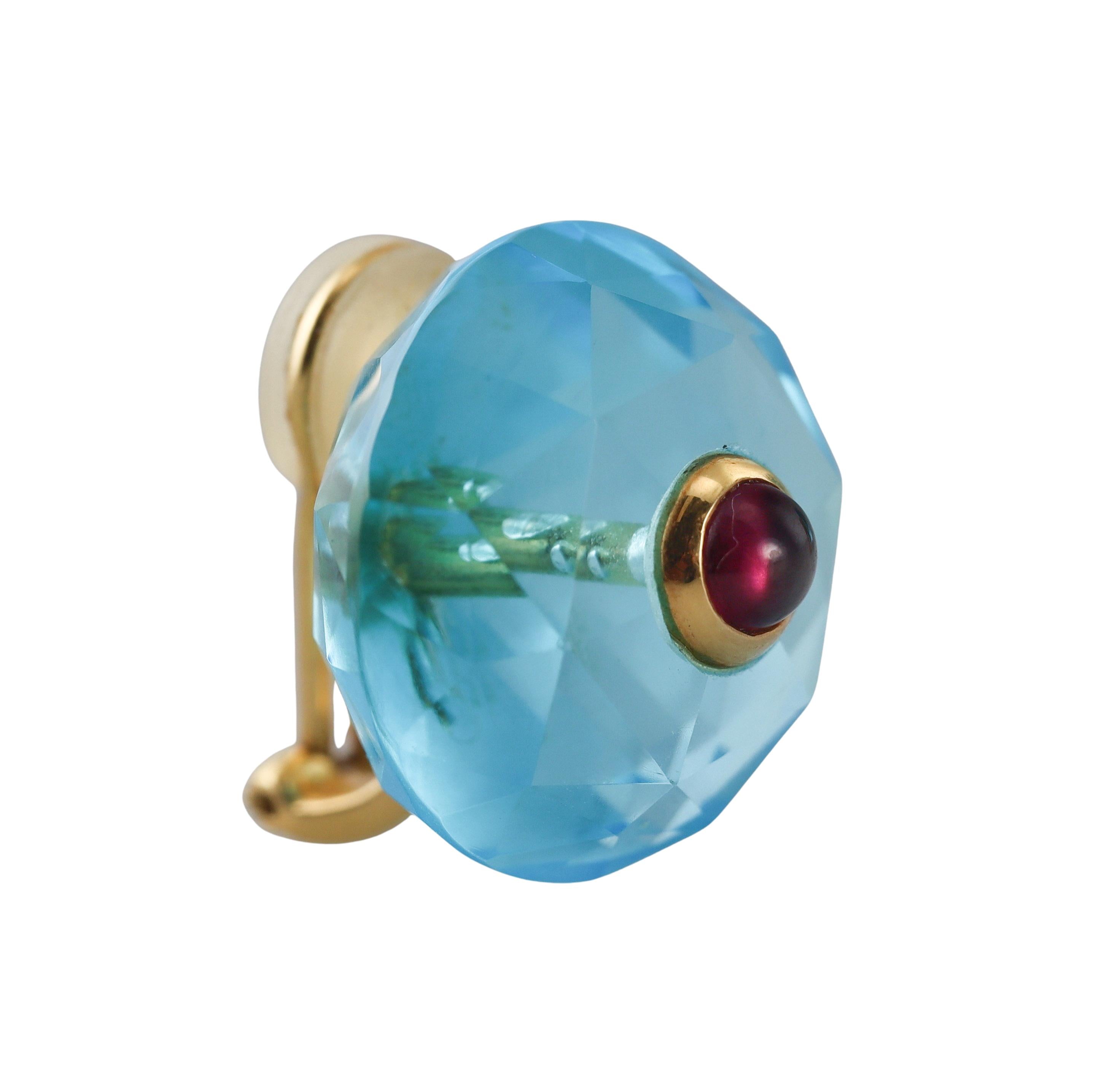 Antonini Blue Topaz Tourmaline Gold Earrings