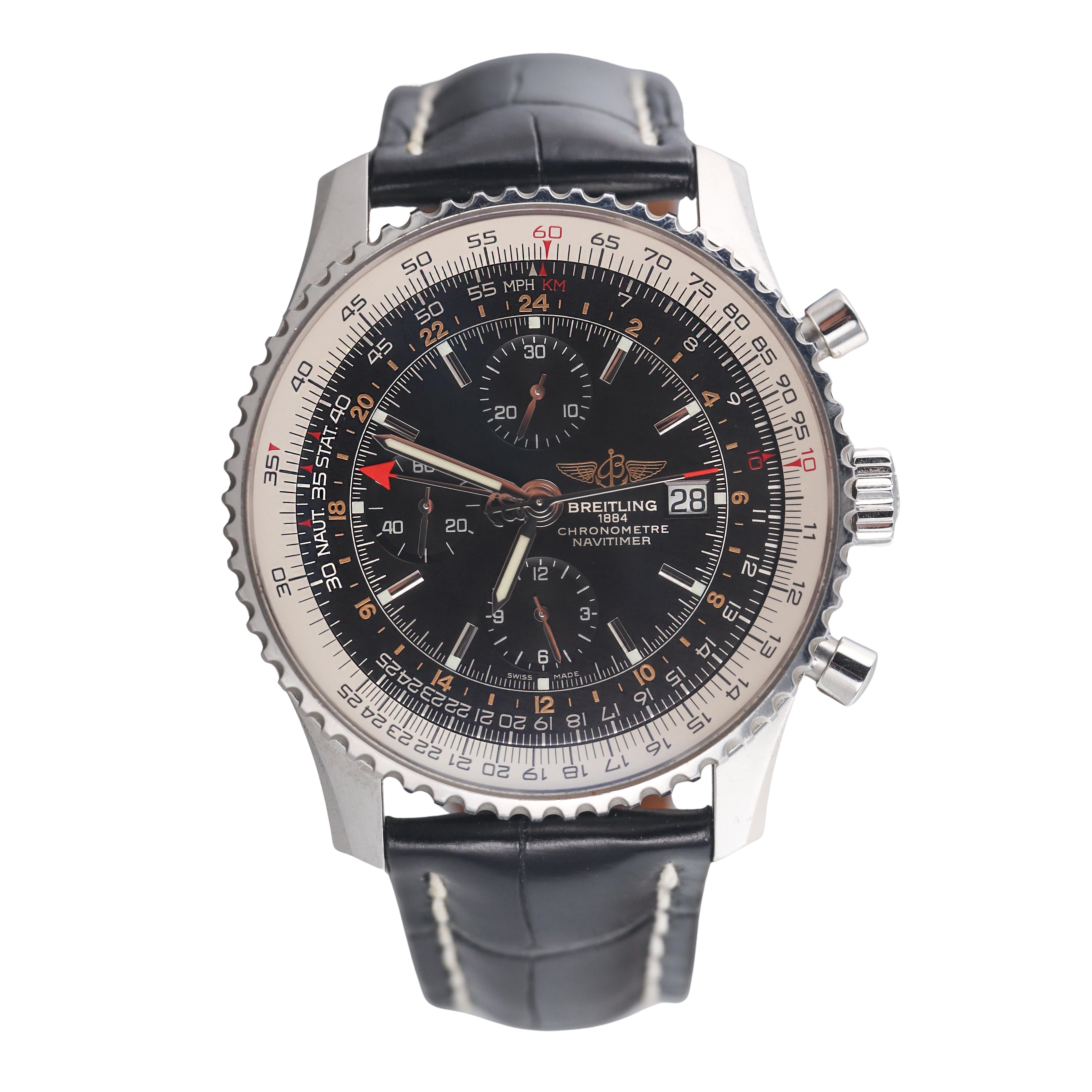Breitling Navitimer Chronograph GMT 46 Automatic Watch A2432212 B726