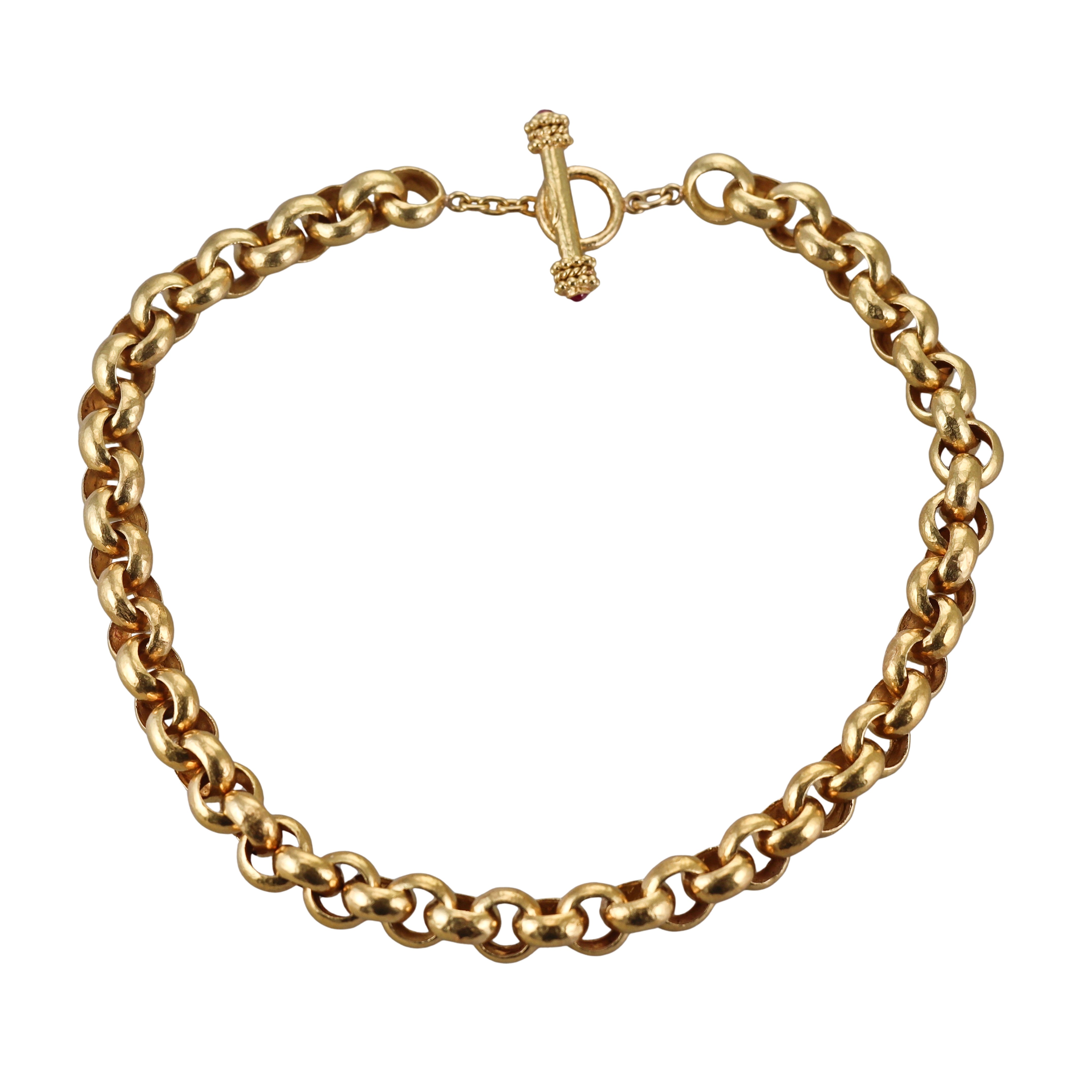 Elizabeth Locke Ruby Yellow Gold Large Link Toggle Necklace