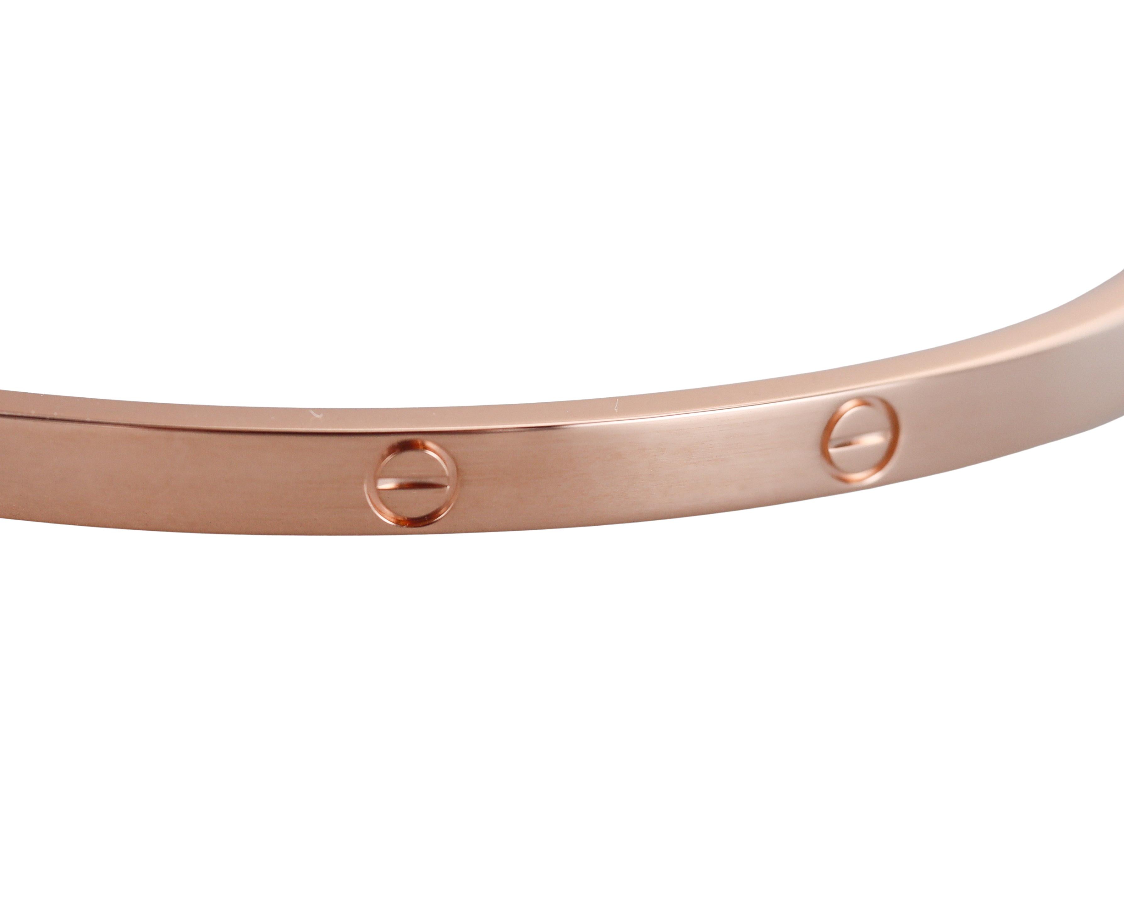 Cartier Love Rose Gold Bracelet Small Model Size 17