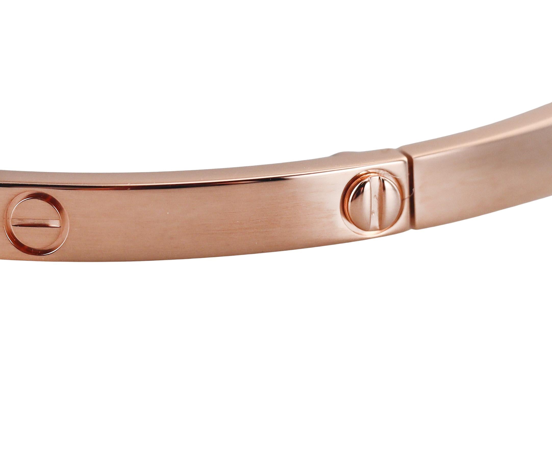 Cartier Love Rose Gold Bracelet Small Model Size 17