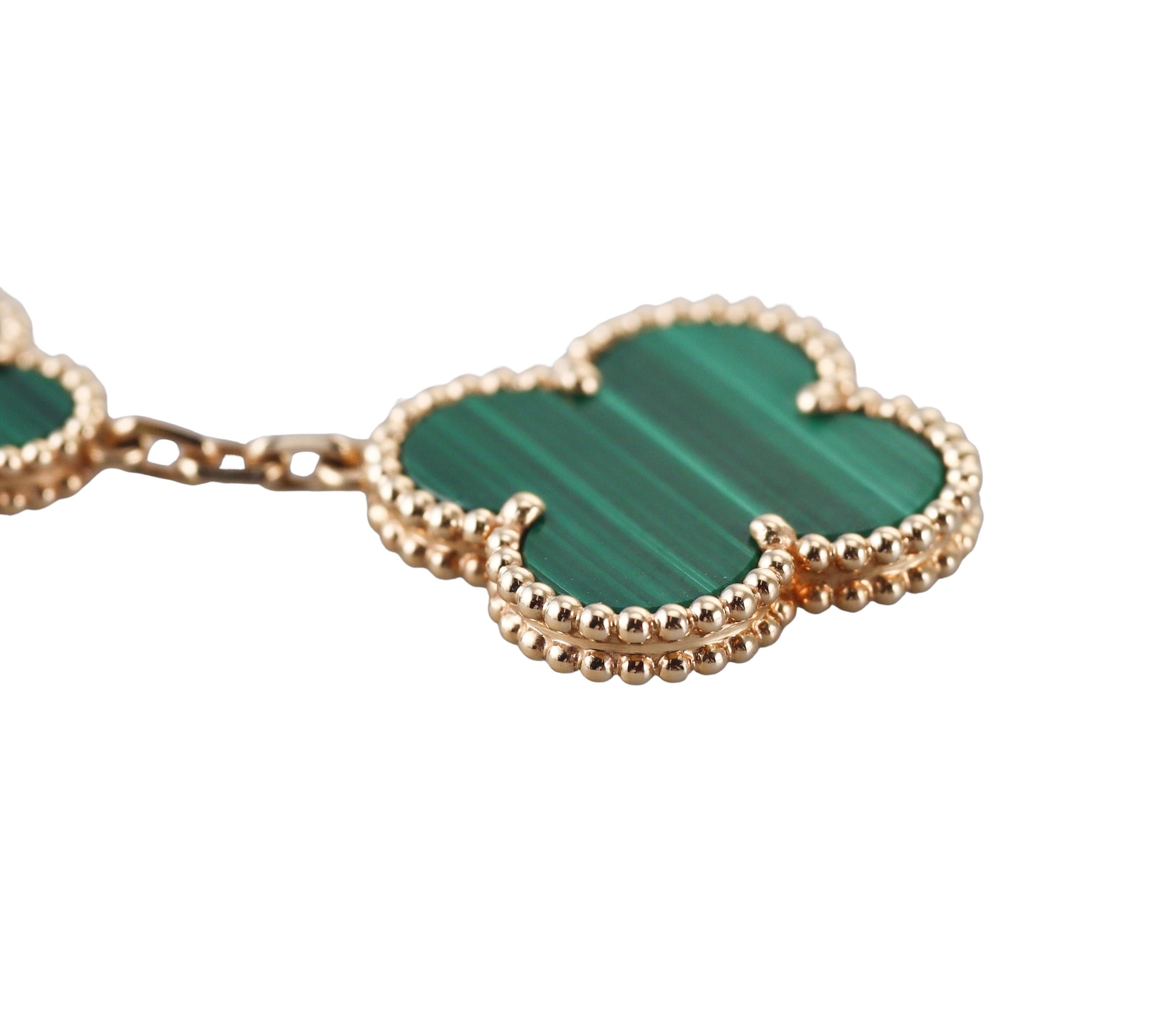 Van Cleef & Arpels Magic Alhambra 3 Motifs Malachite Gold Earrings