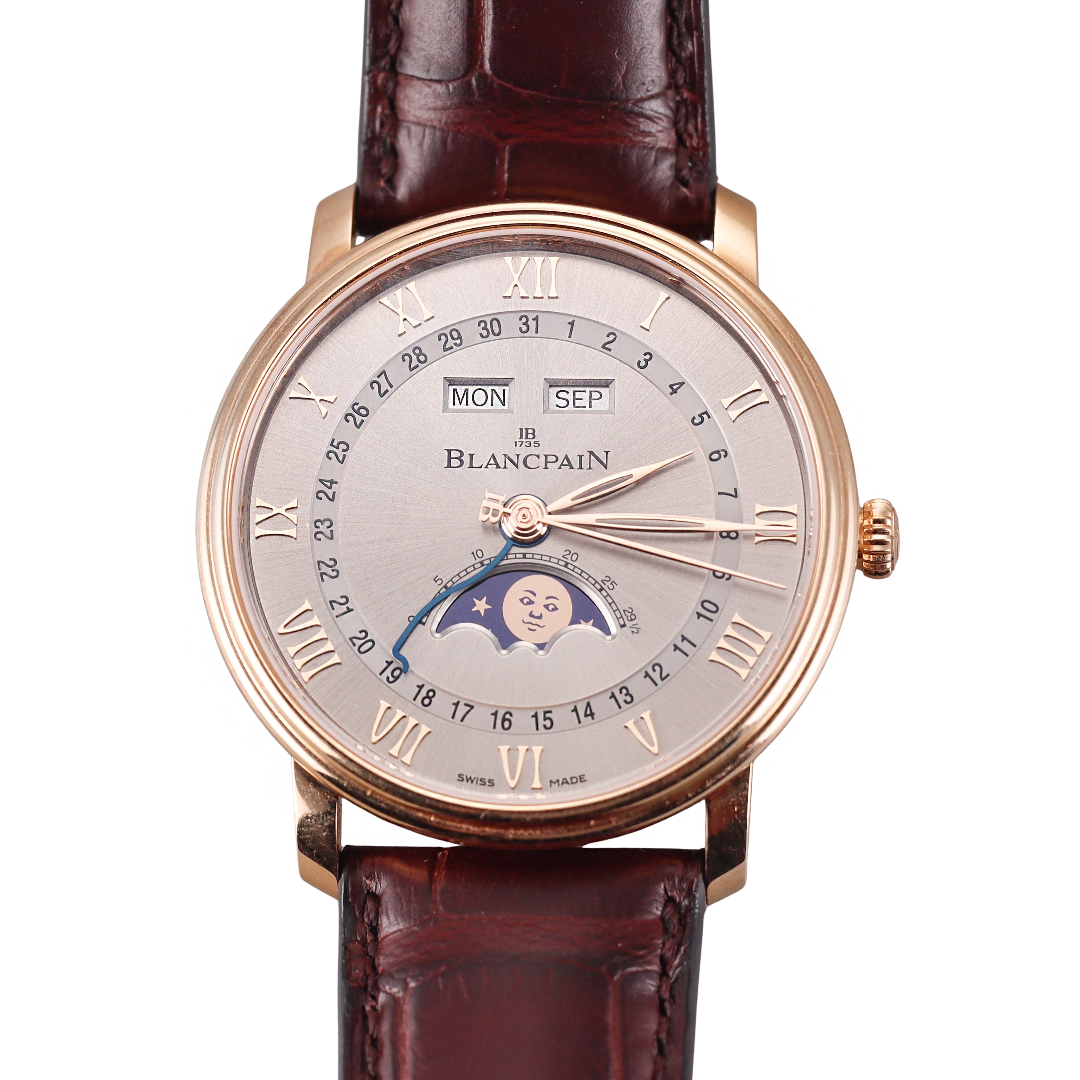 Blancpain Villeret Quantieme Complet Rose Gold Watch 28.900 6654 3613 55B