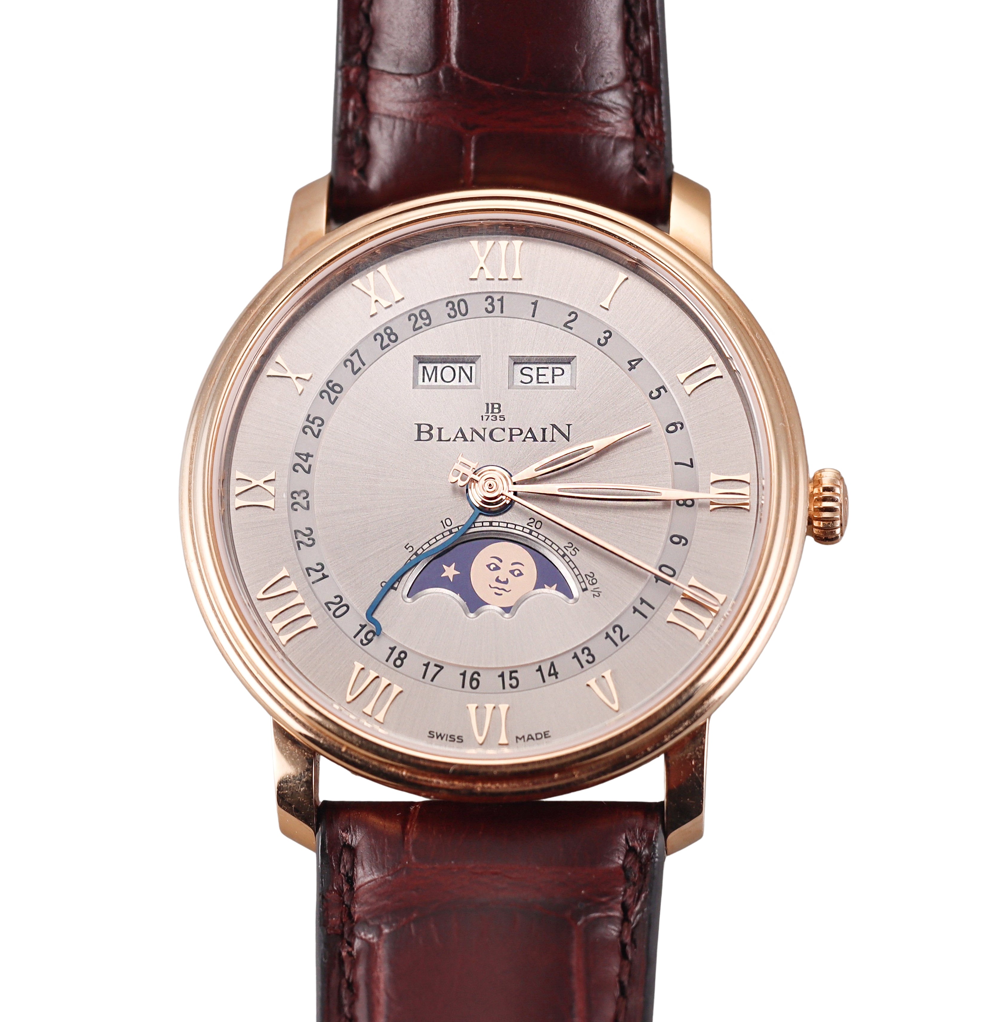 Blancpain Villeret Quantieme Complet Rose Gold Watch 28.900 6654 3613 55B