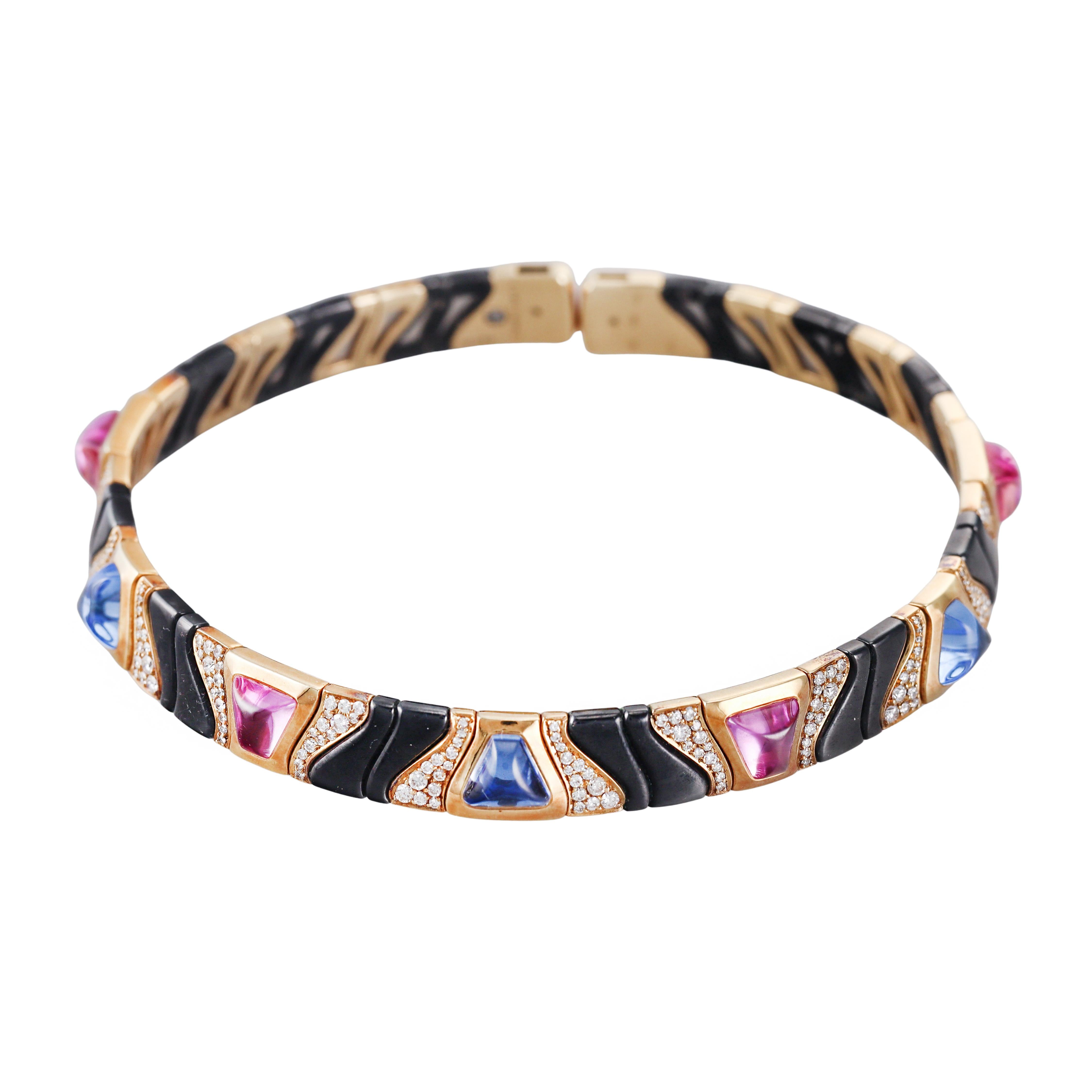 Marina B Kar Gemstone Diamond Gold Steel Choker Necklace