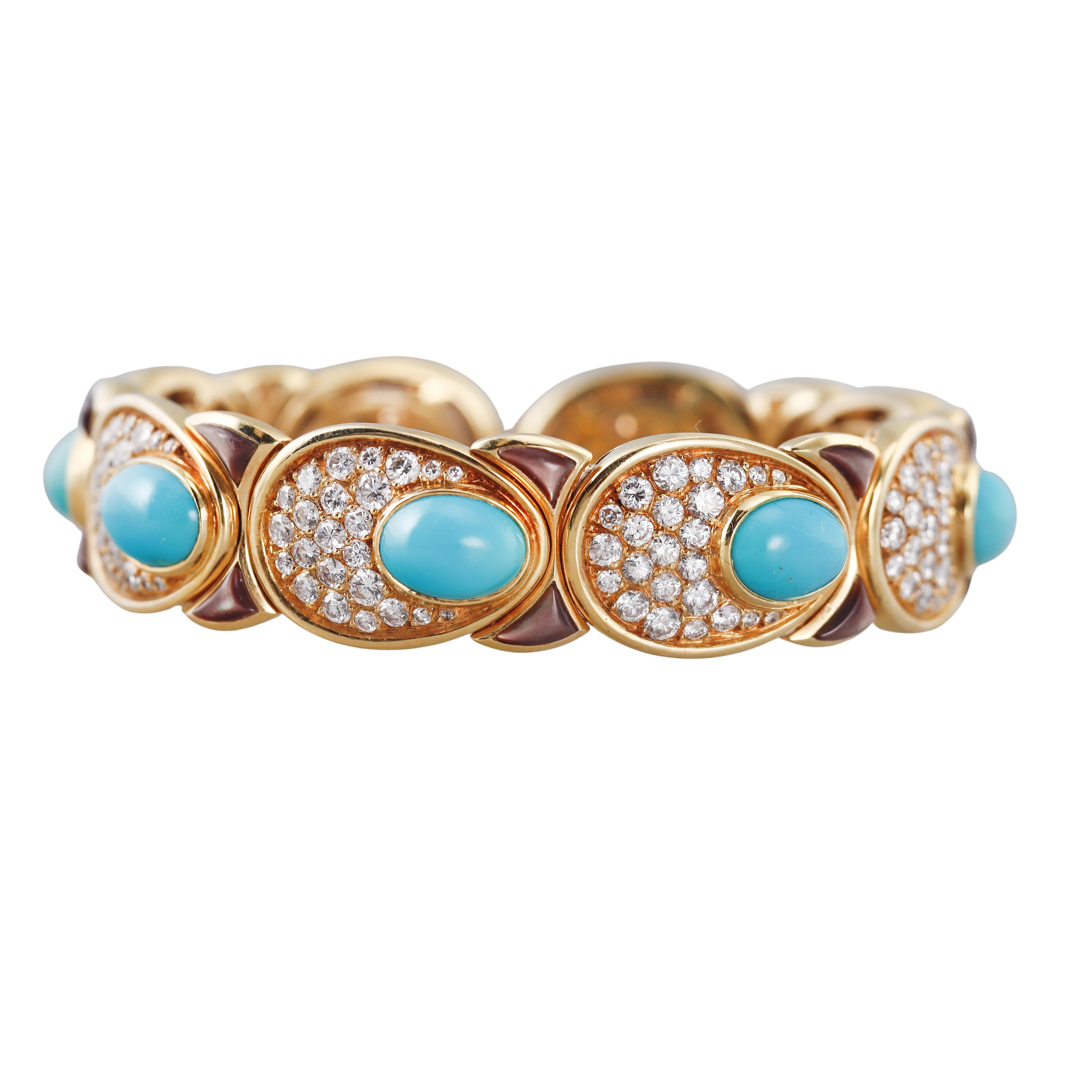 Marina B Huitre Turquoise Diamond Gold Bracelet