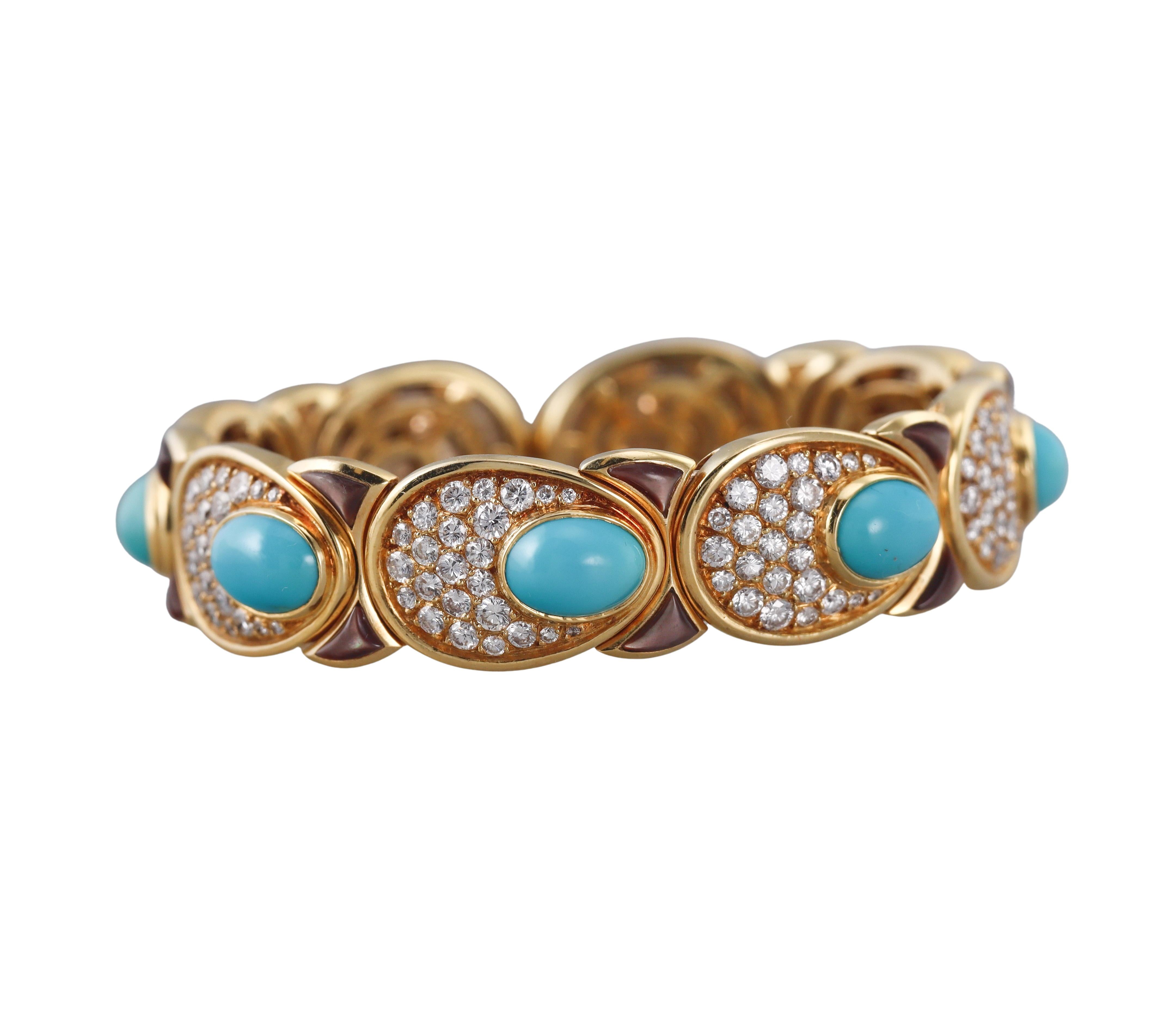 Marina B Huitre Turquoise Diamond Gold Bracelet