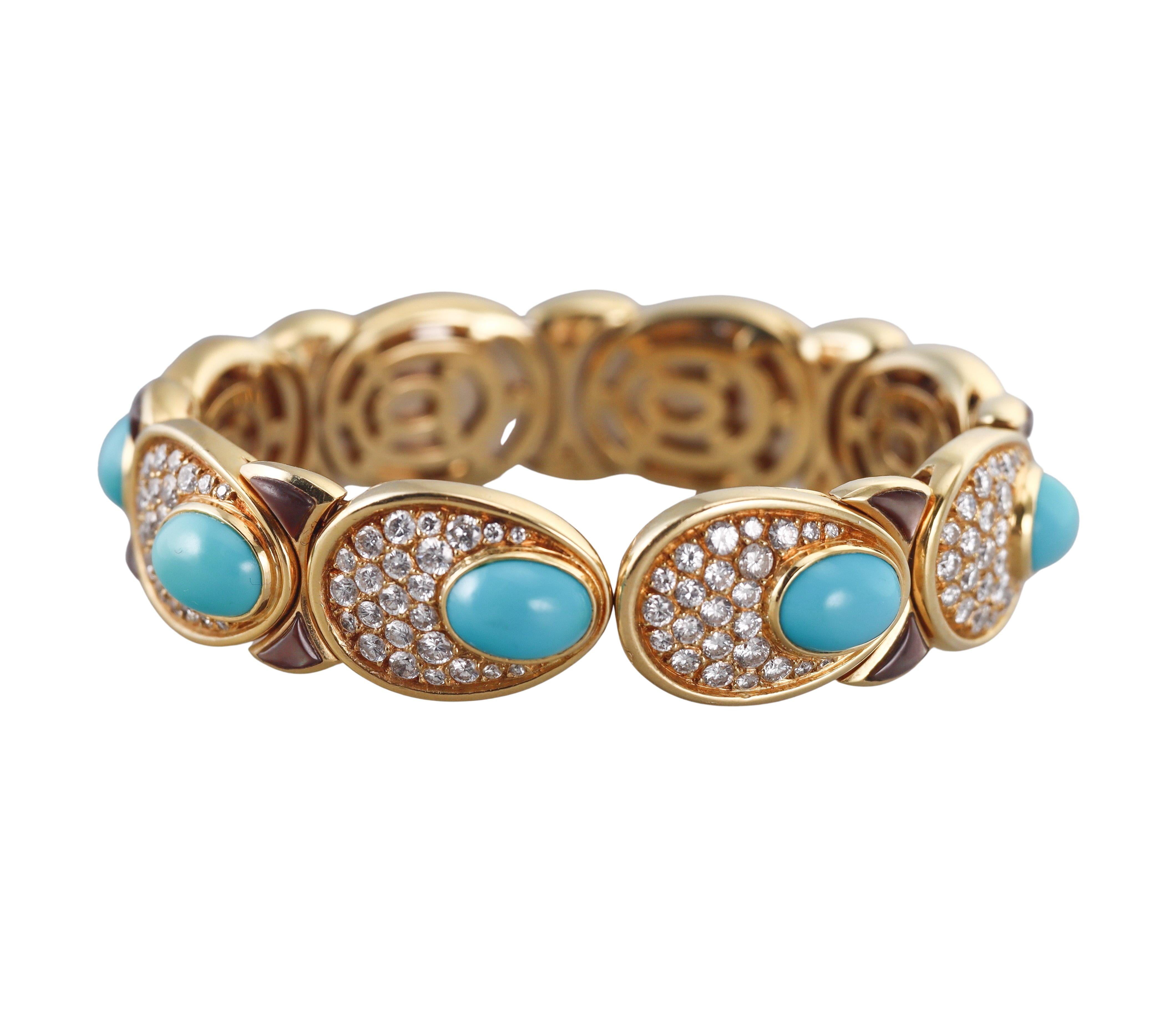 Marina B Huitre Turquoise Diamond Gold Bracelet