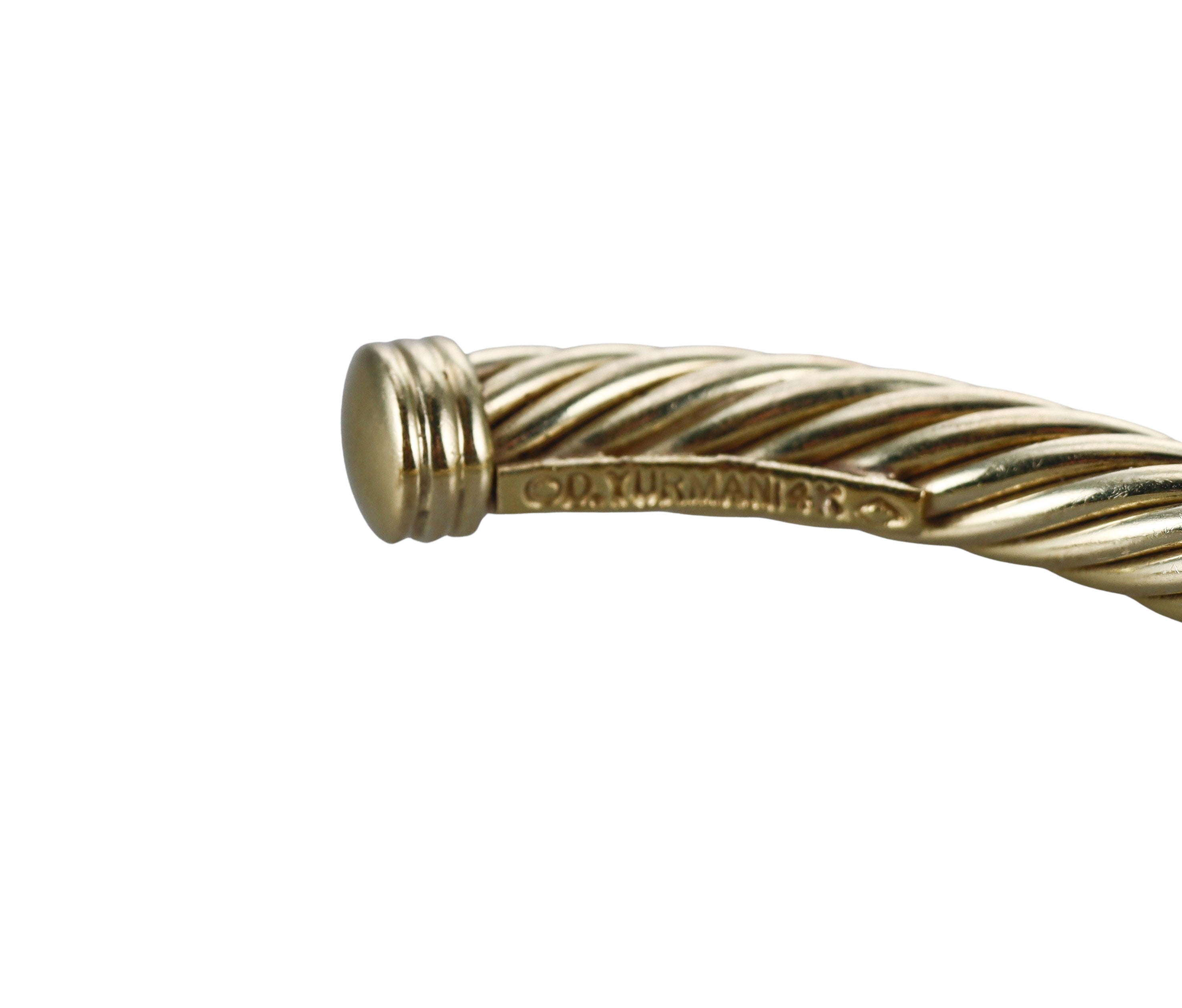 David Yurman Gold Diamond Cable Cuff Bracelet