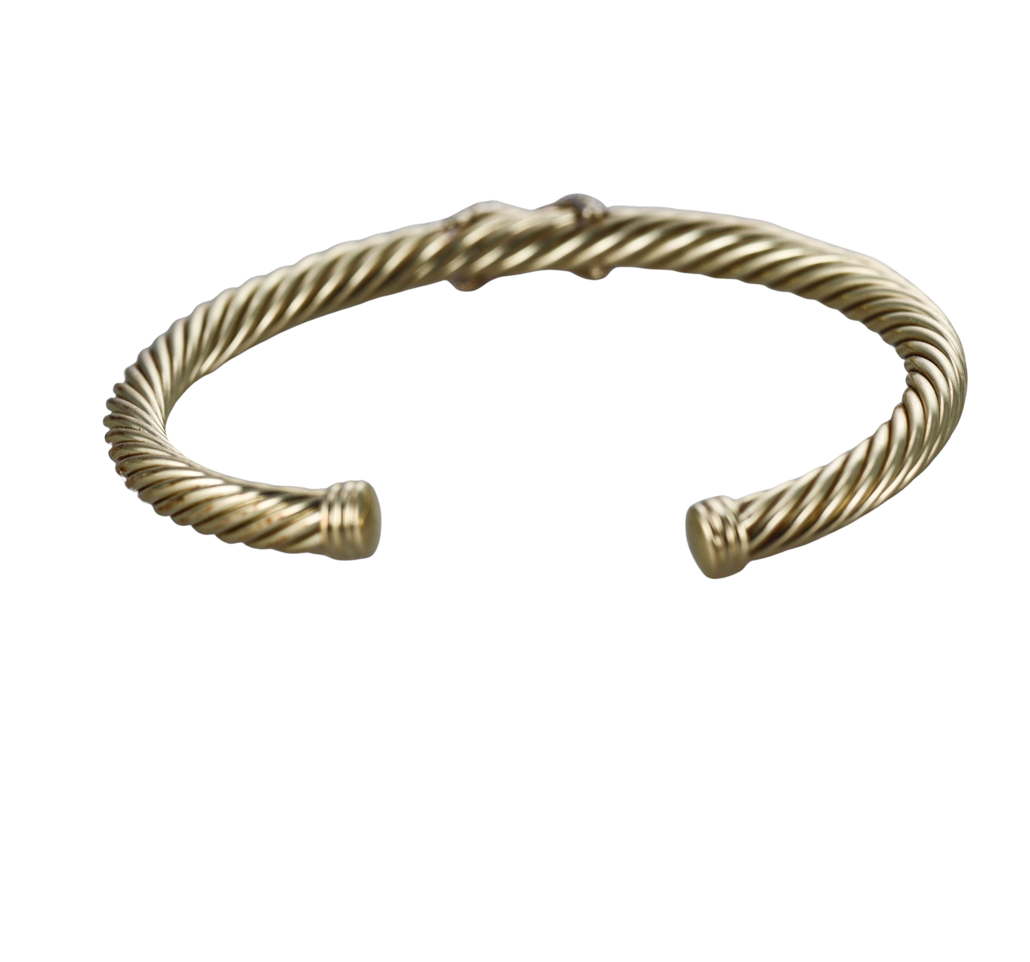 David Yurman Gold Diamond Cable Cuff Bracelet