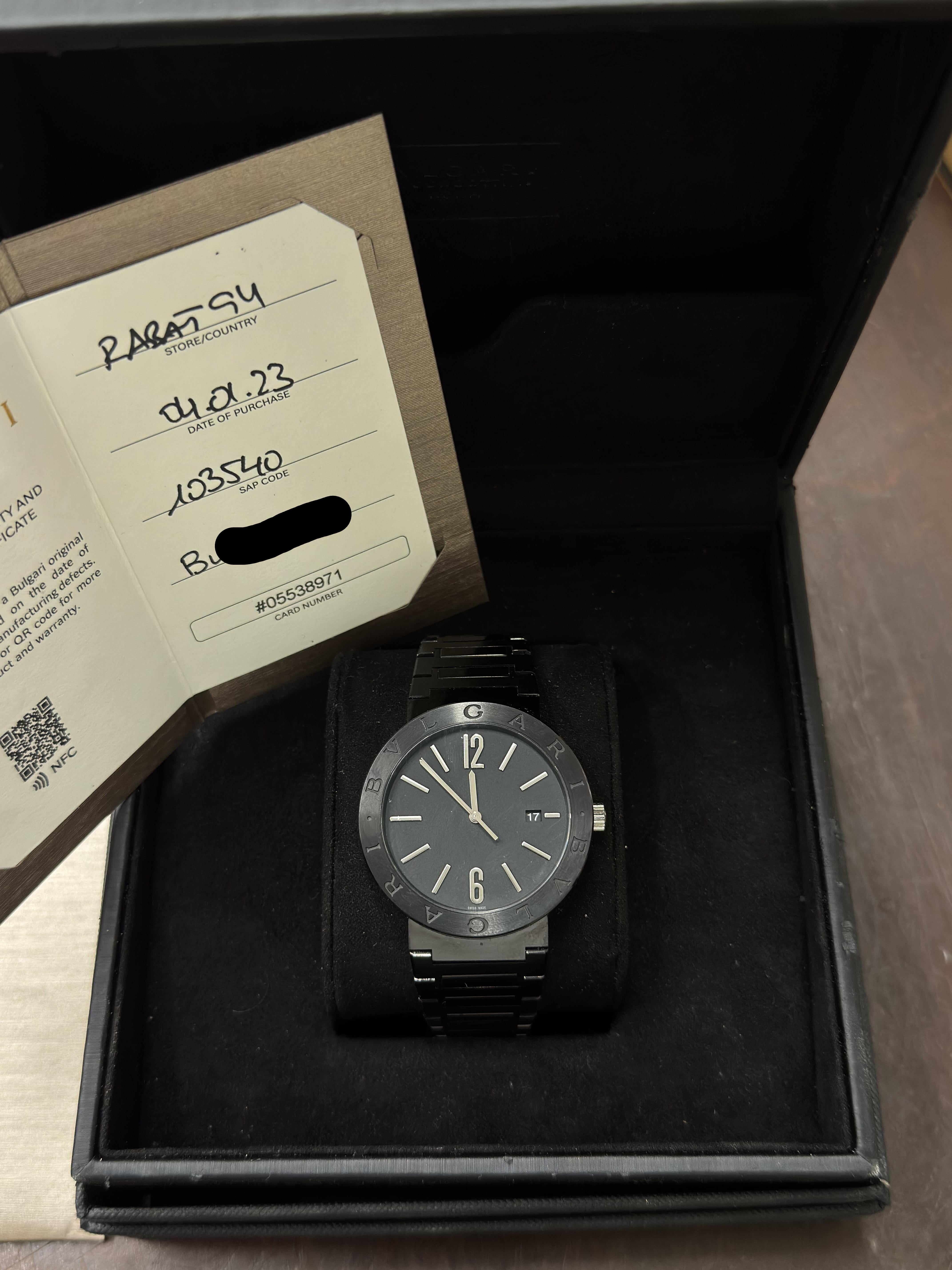 Bulgari Black Stainless Steel Automatic Watch BB 41 S