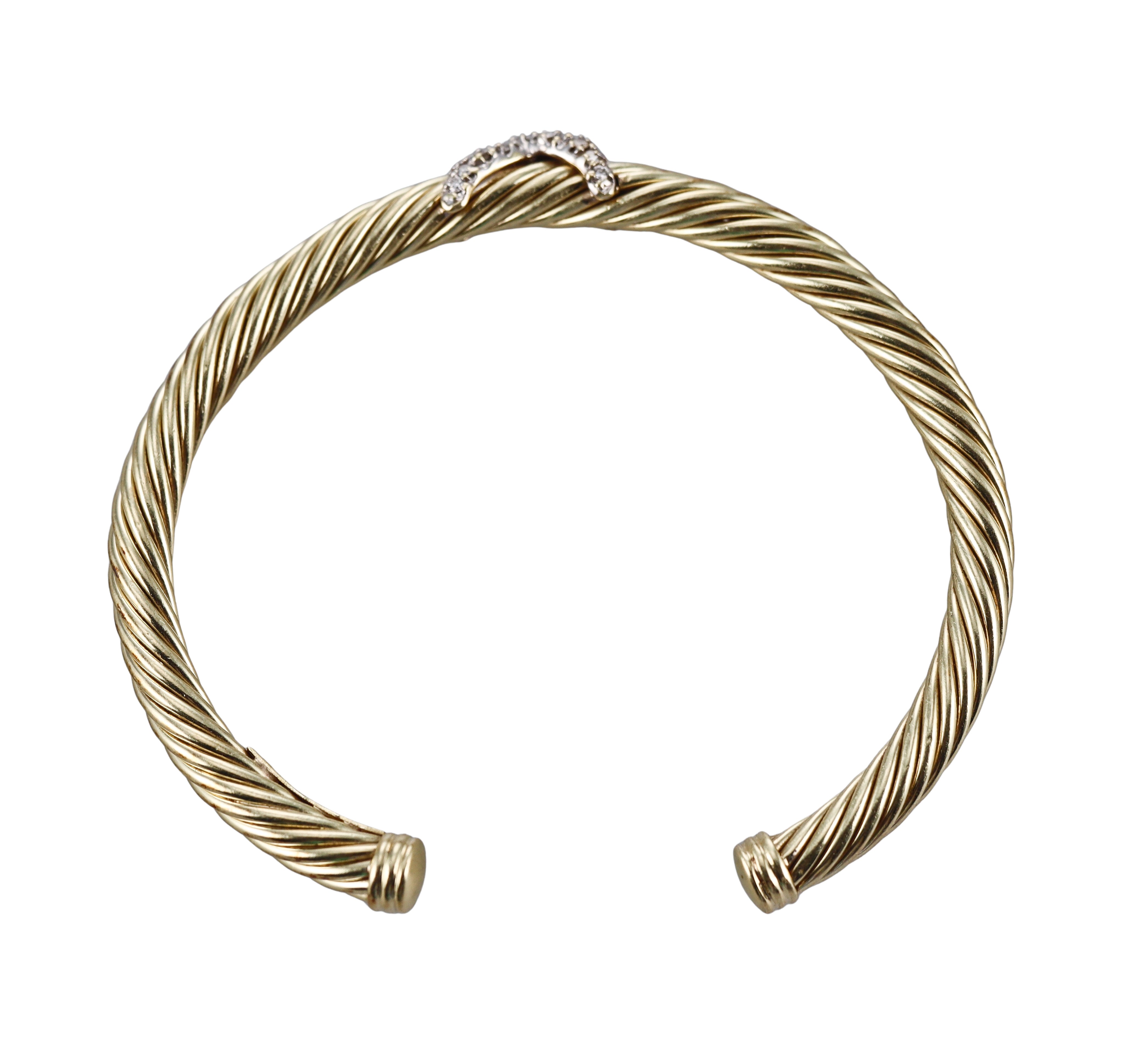 David Yurman Gold Diamond Cable Cuff Bracelet