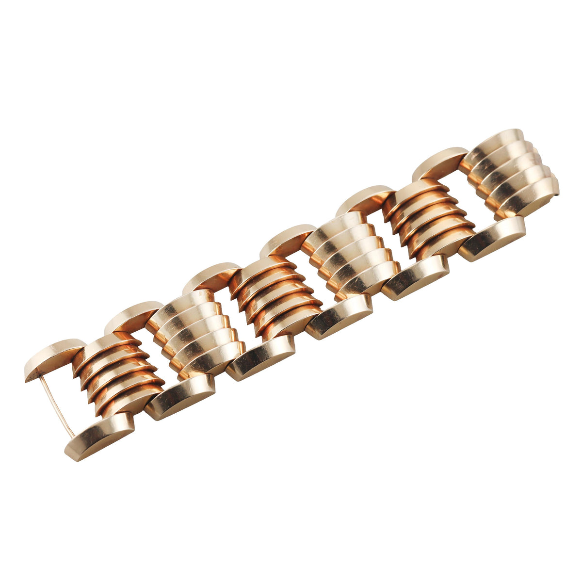 Vintage Retro Wide Link Gold Tank Bracelet
