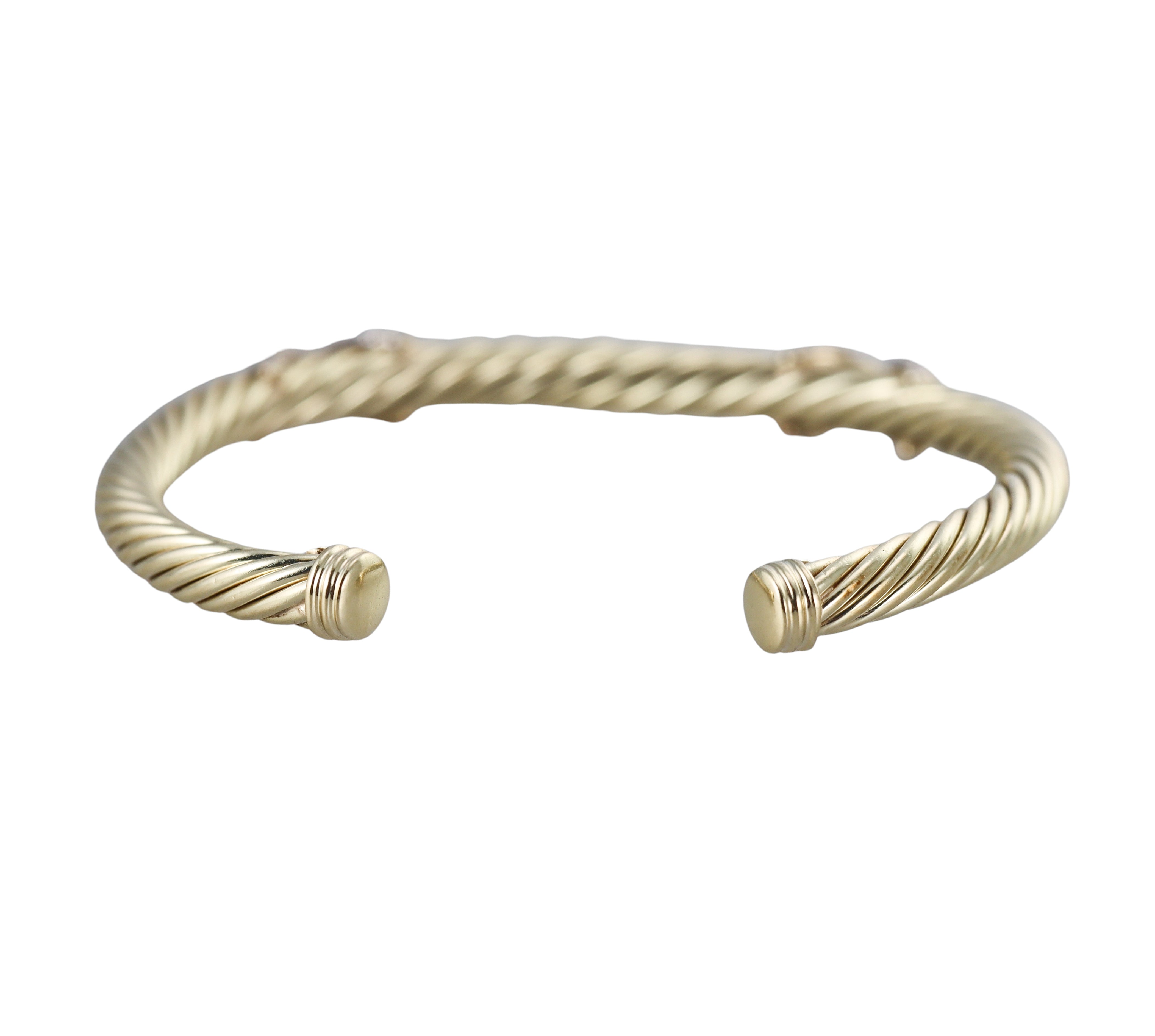 David Yurman Gold Diamond X Cable Cuff Bracelet