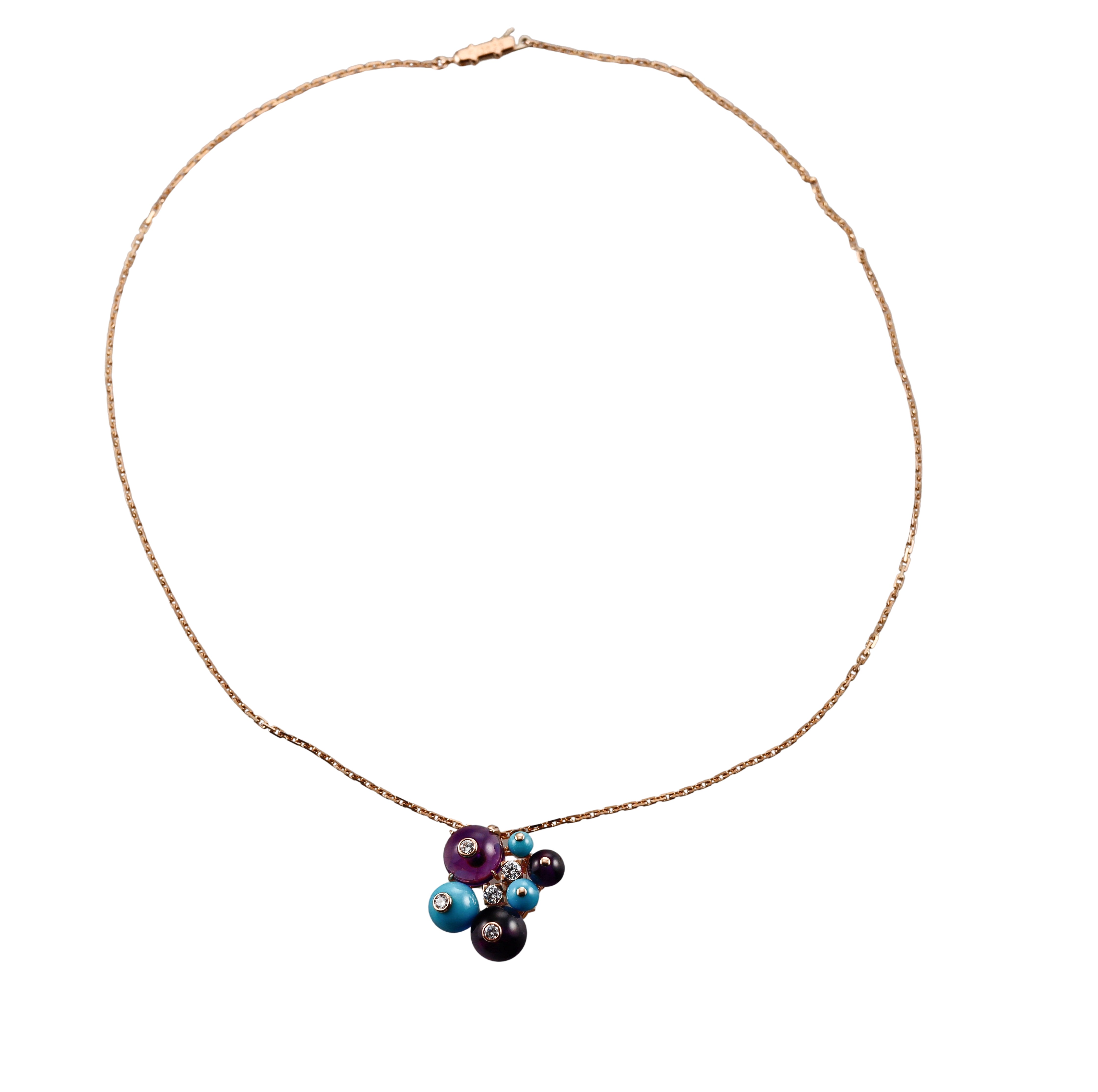 Cartier Delices de Goa Amethyst Turquoise Diamond Rose Gold Necklace